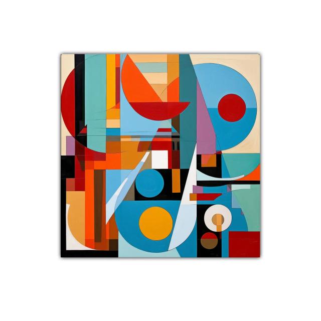 Composición geométrica vibrante con contrastes cálidos y fríos