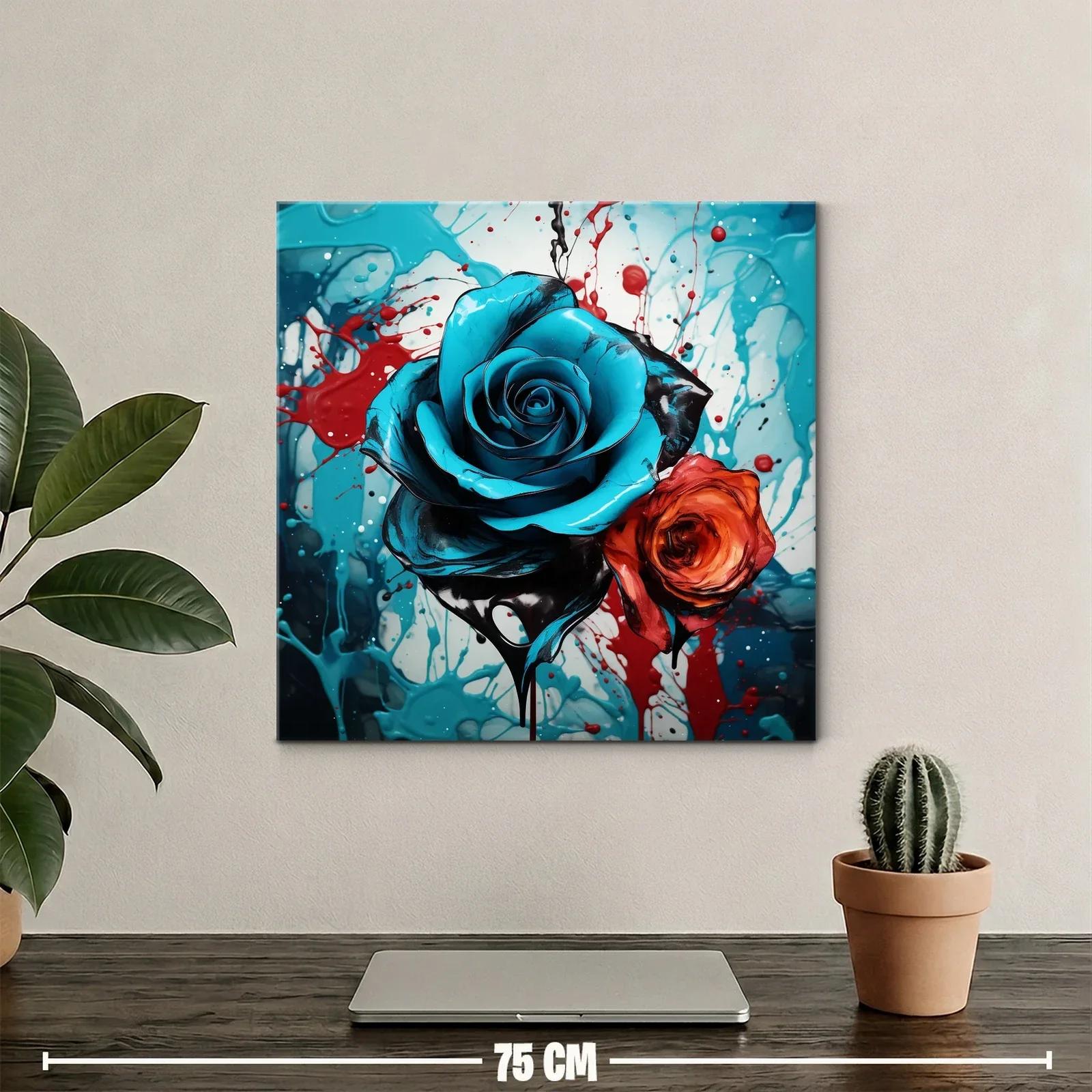 Rosas vibrantes en contraste de azul y rojo — miniatura 2