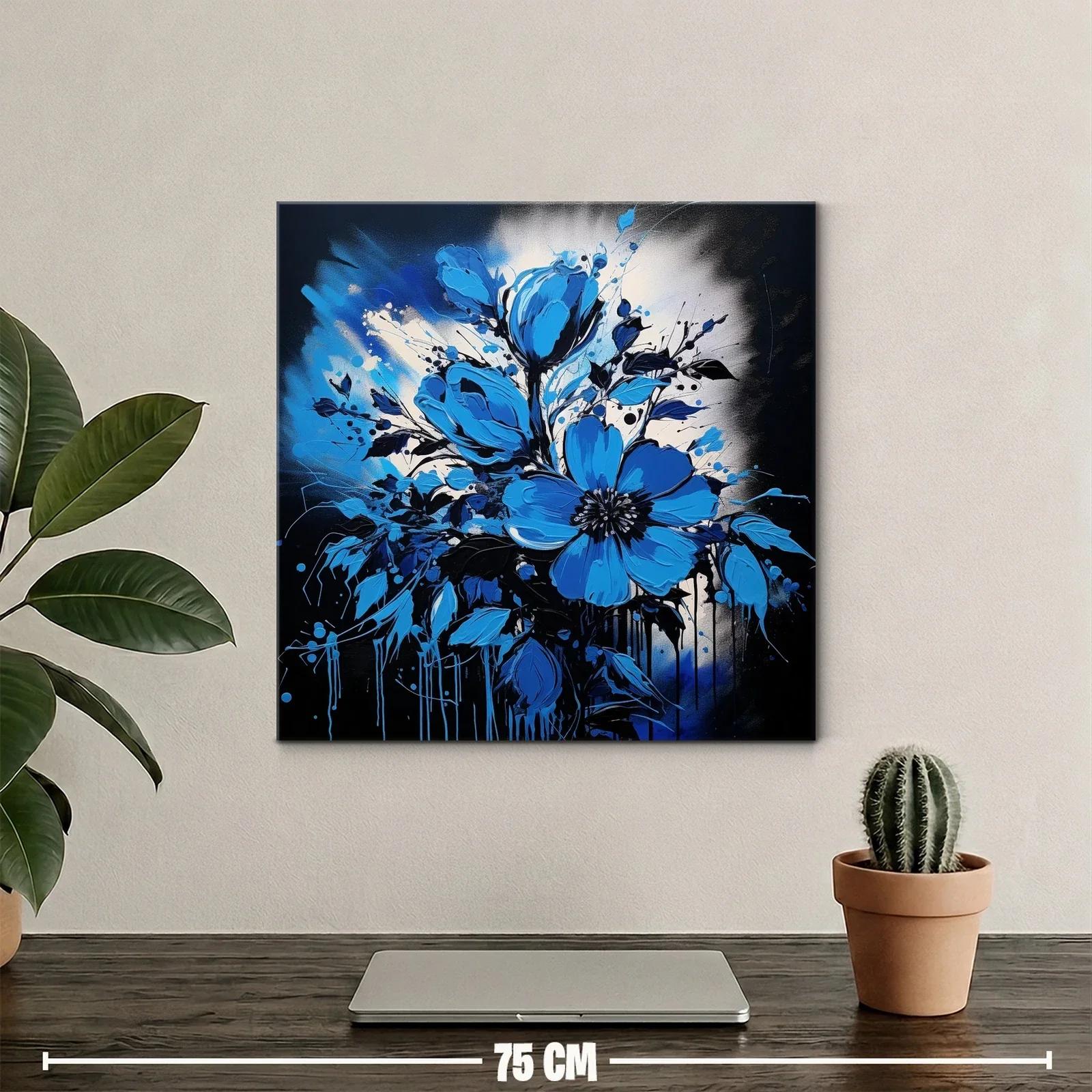 Flores azules vibrantes en contraste oscuro — miniatura 2
