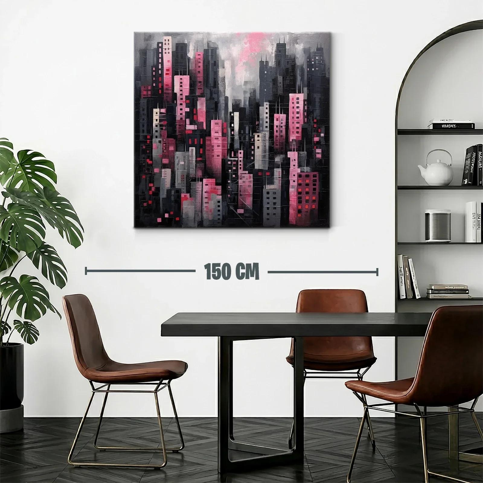 Ciudad nocturna en tonos rosas y grises modernos — miniatura 2