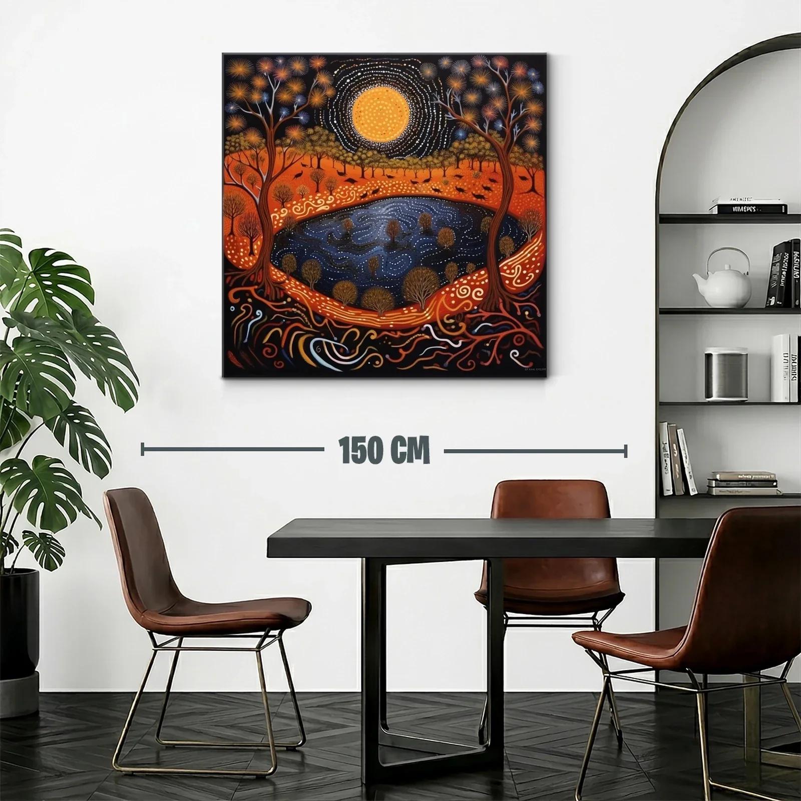 Paisaje nocturno mágico con luna brillante y árboles dorados — miniatura 2
