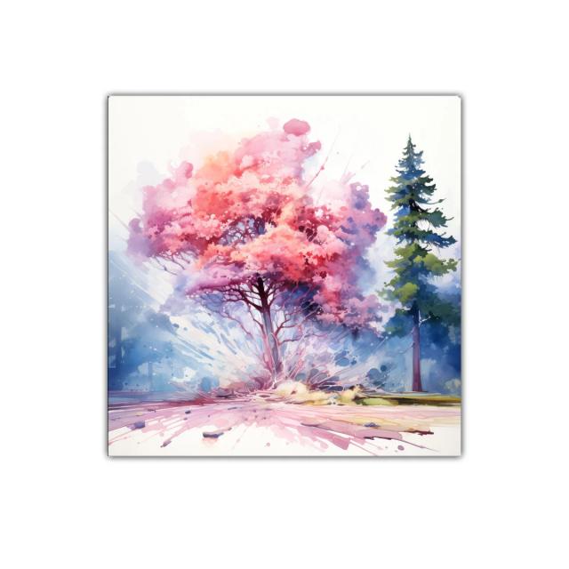 Árboles en contraste de colores vibrantes y serenidad natural