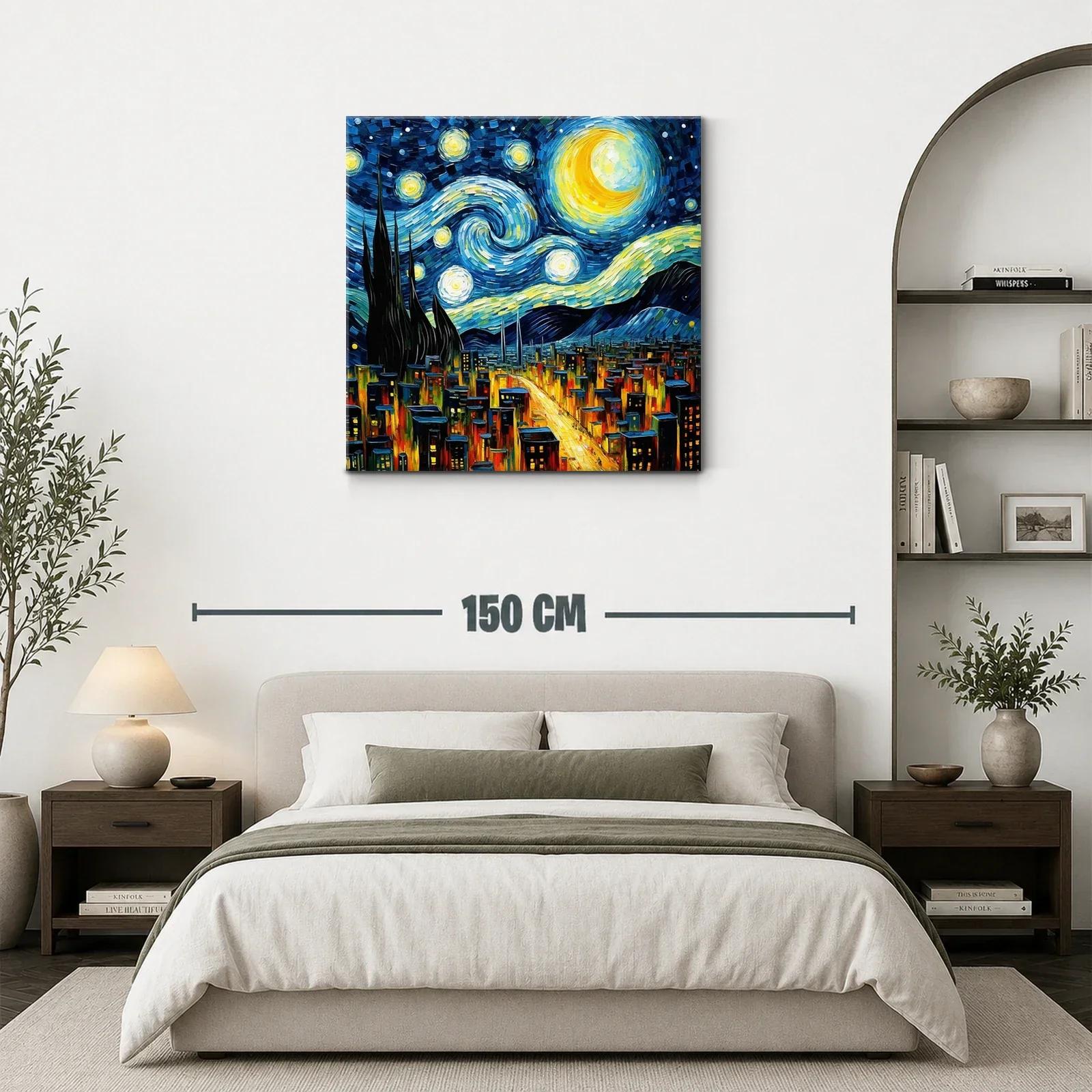 Ciudad nocturna bajo cielo estrellado vibrante y dinámico — miniatura 3