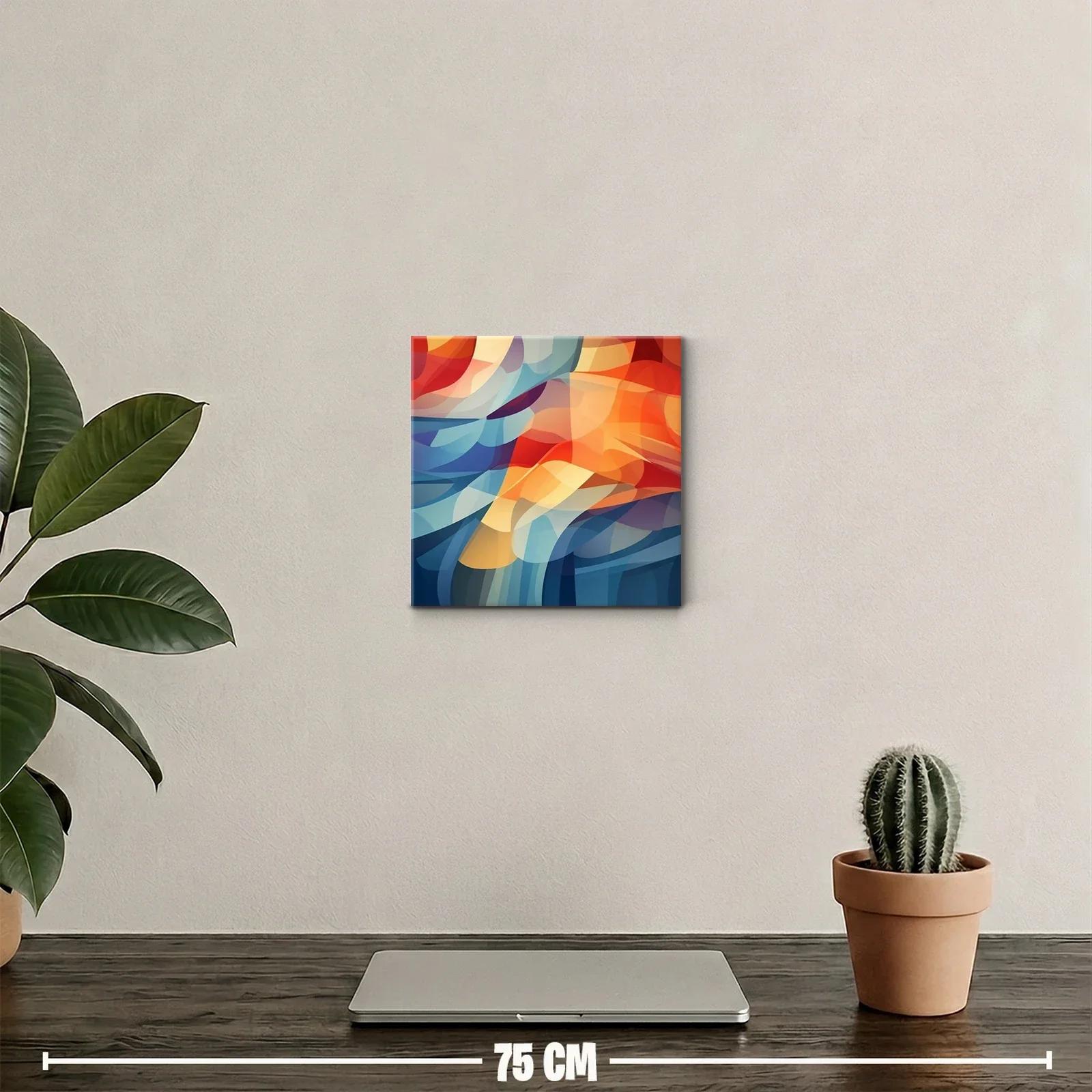 Cuadro decorativo en tonos cálidos y fríos abstractos — miniatura 2