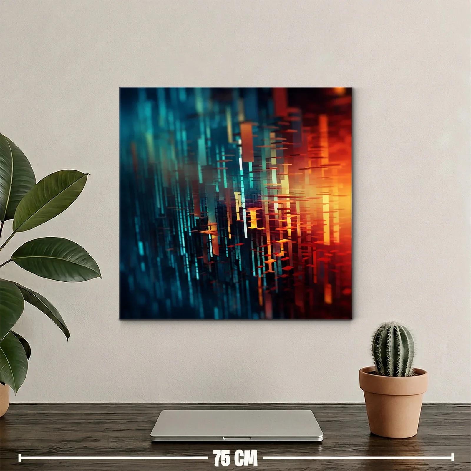 Cuadro abstracto con vibrante juego de luces y formas geométricas — miniatura 2