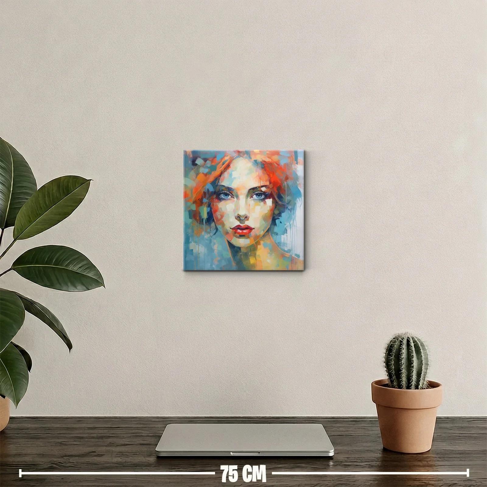 Retrato abstracto femenino con vibrantes tonos cálidos y fríos — miniatura 2