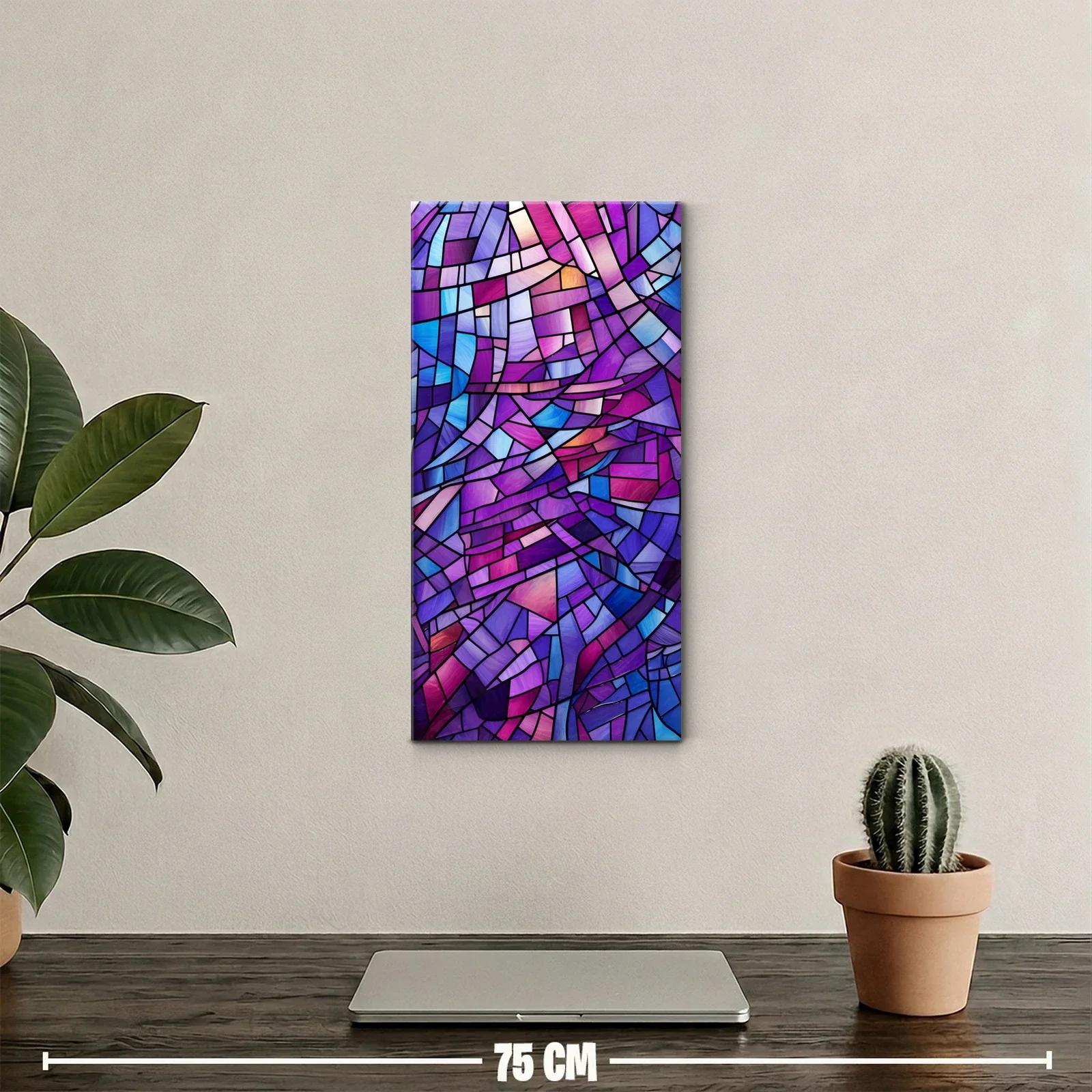 Cuadro mosaico abstracto tipo vidriera de curvas y diagonales — miniatura 2