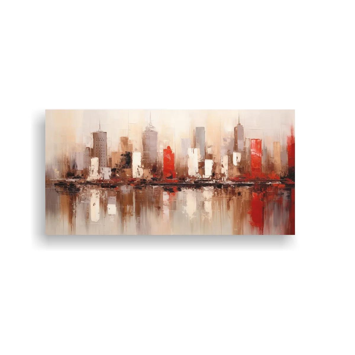 Cuadro skyline urbano con reflejo amplio