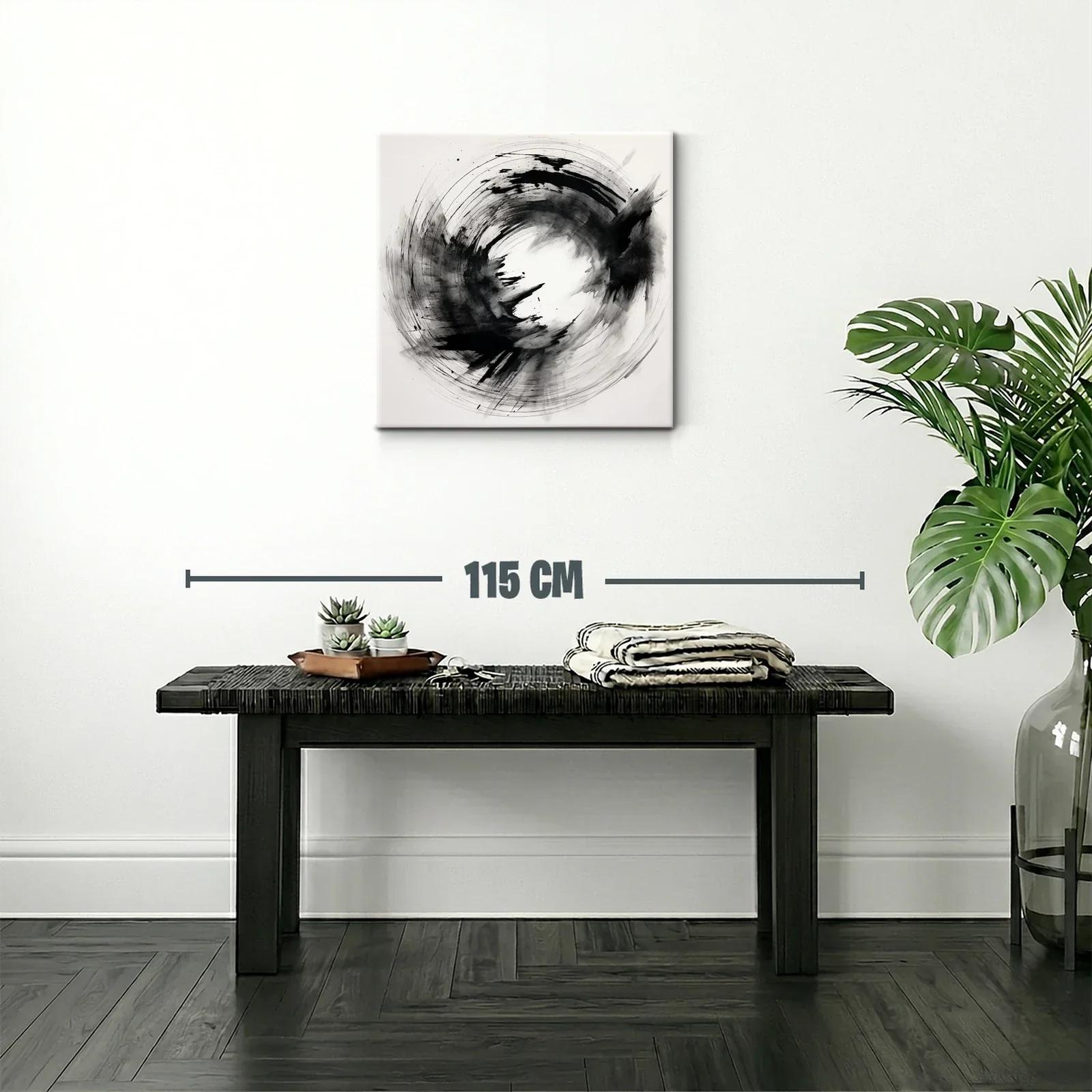 Cuadro Arte Abstracto en Blanco y Negro Dinámico — miniatura 2