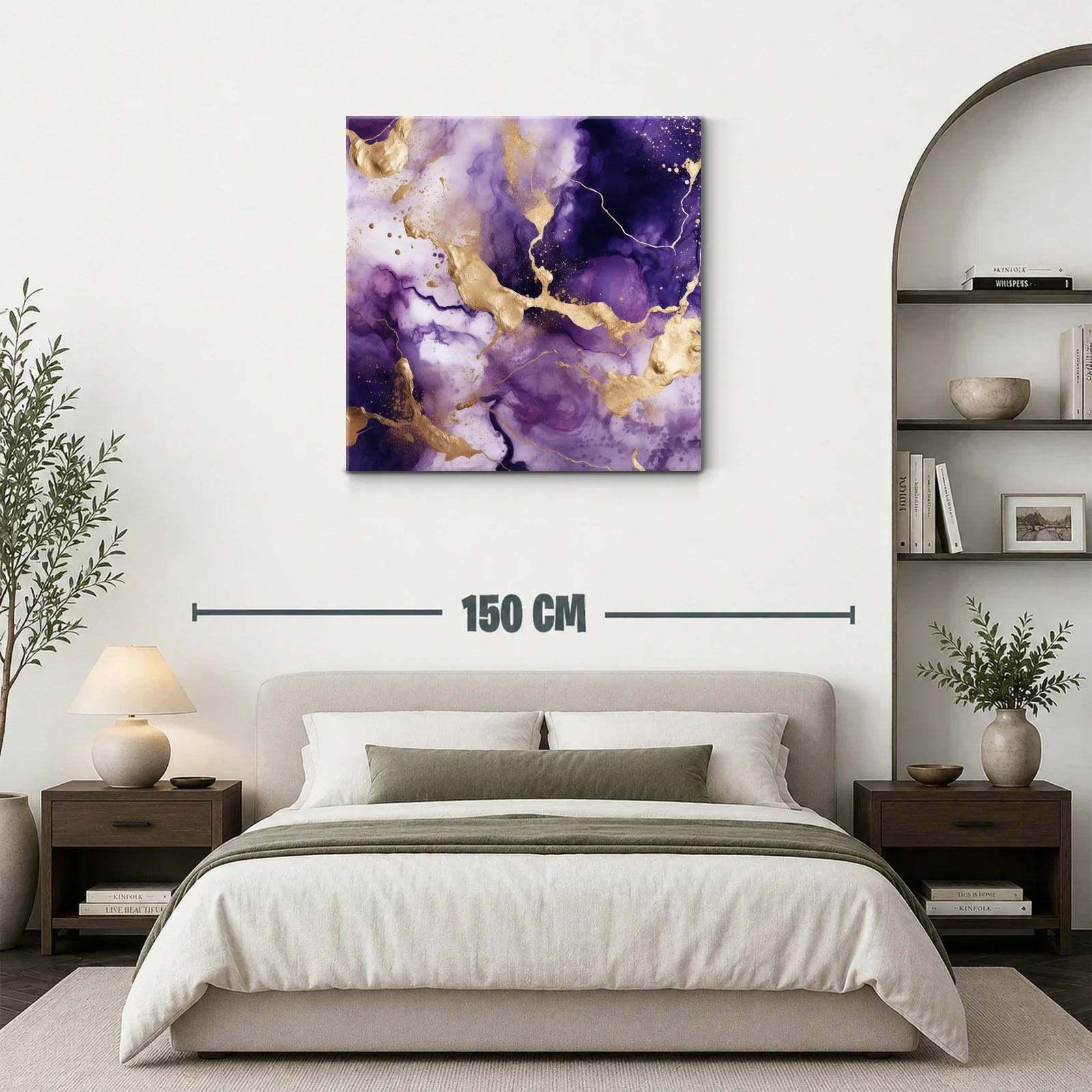 Arte abstracto en tonos púrpura y dorado elegante y moderno — miniatura 3