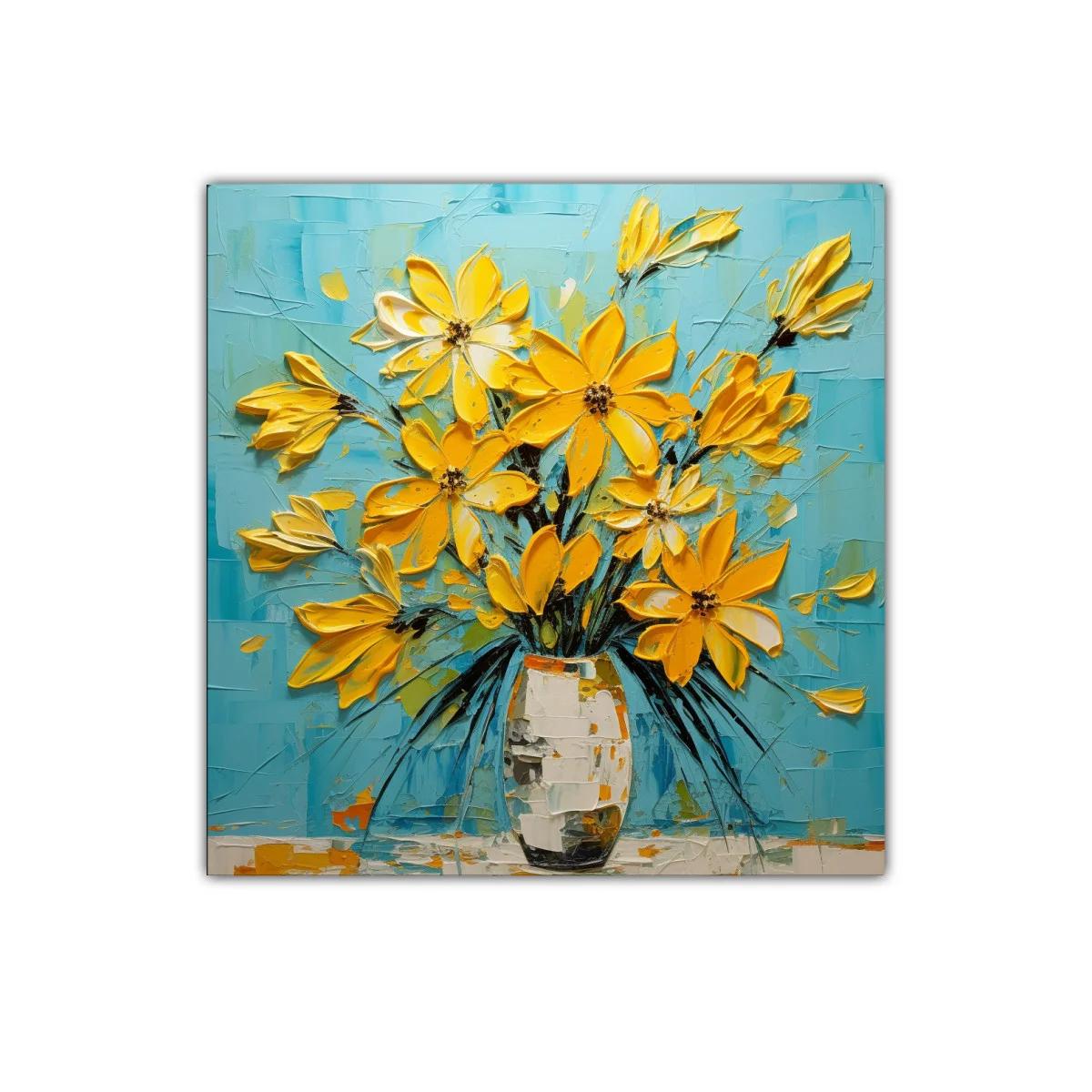 Cuadro decorativo con ramo de flores amarillas vibrantes