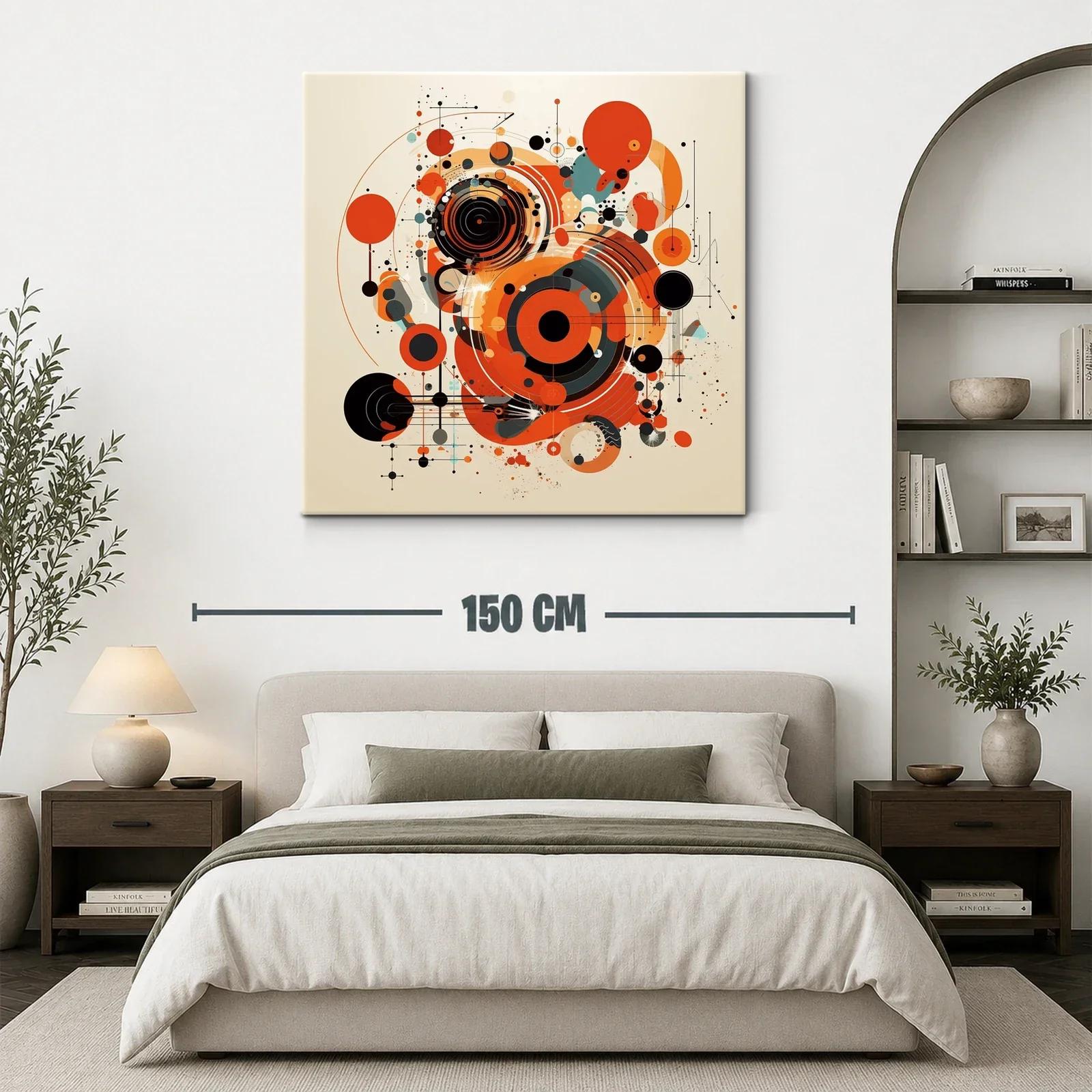 Composición abstracta con círculos en tonos cálidos y negros — miniatura 3