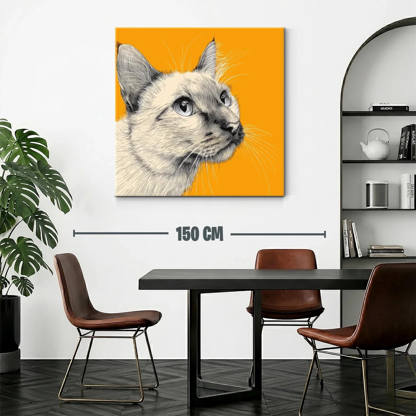 Retrato elegante de gato siamés sobre fondo naranja vibrante — miniatura 2