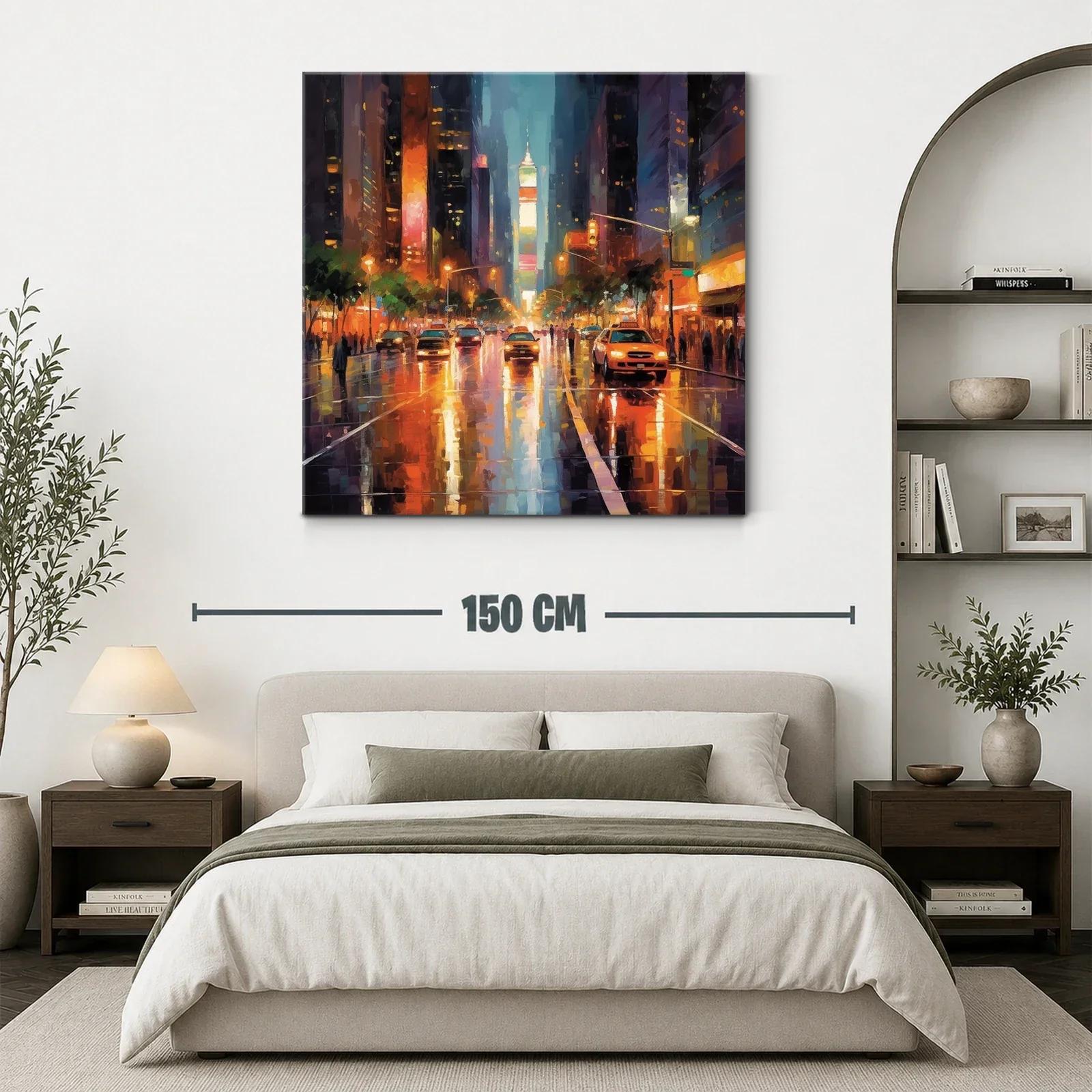 Atardecer urbano con taxis en ciudad vibrante — miniatura 3