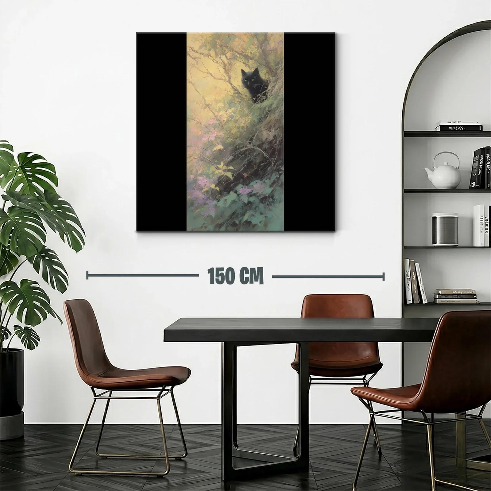 Gato negro en bosque mágico con tonos pastel — miniatura 2
