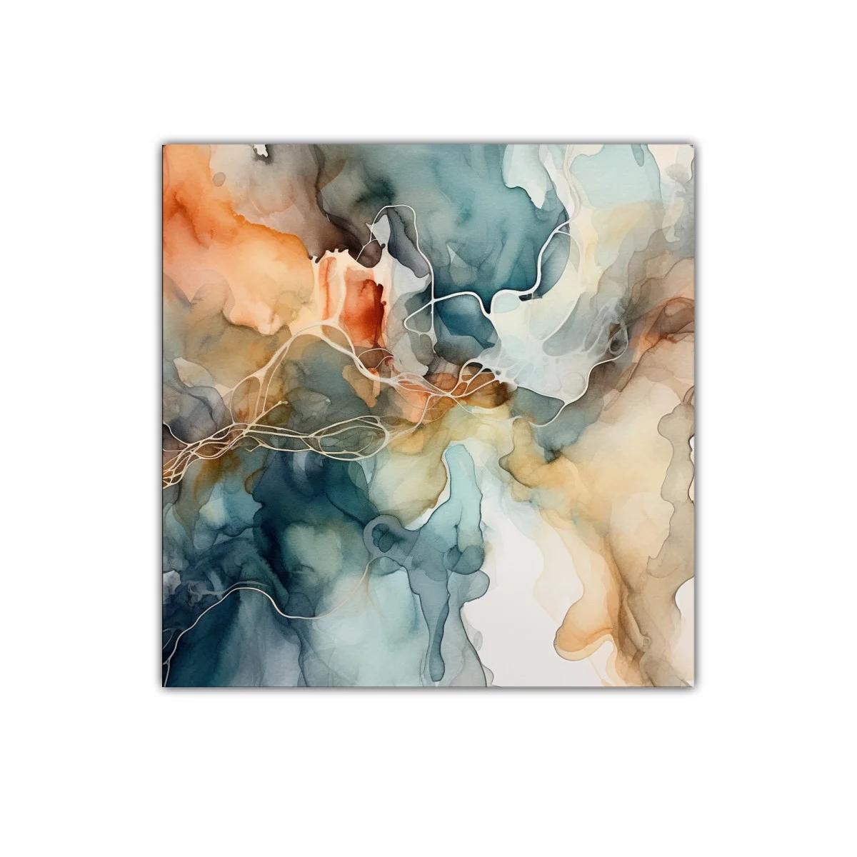 Arte abstracto con tonos azules y ocres para decorar — miniatura 1