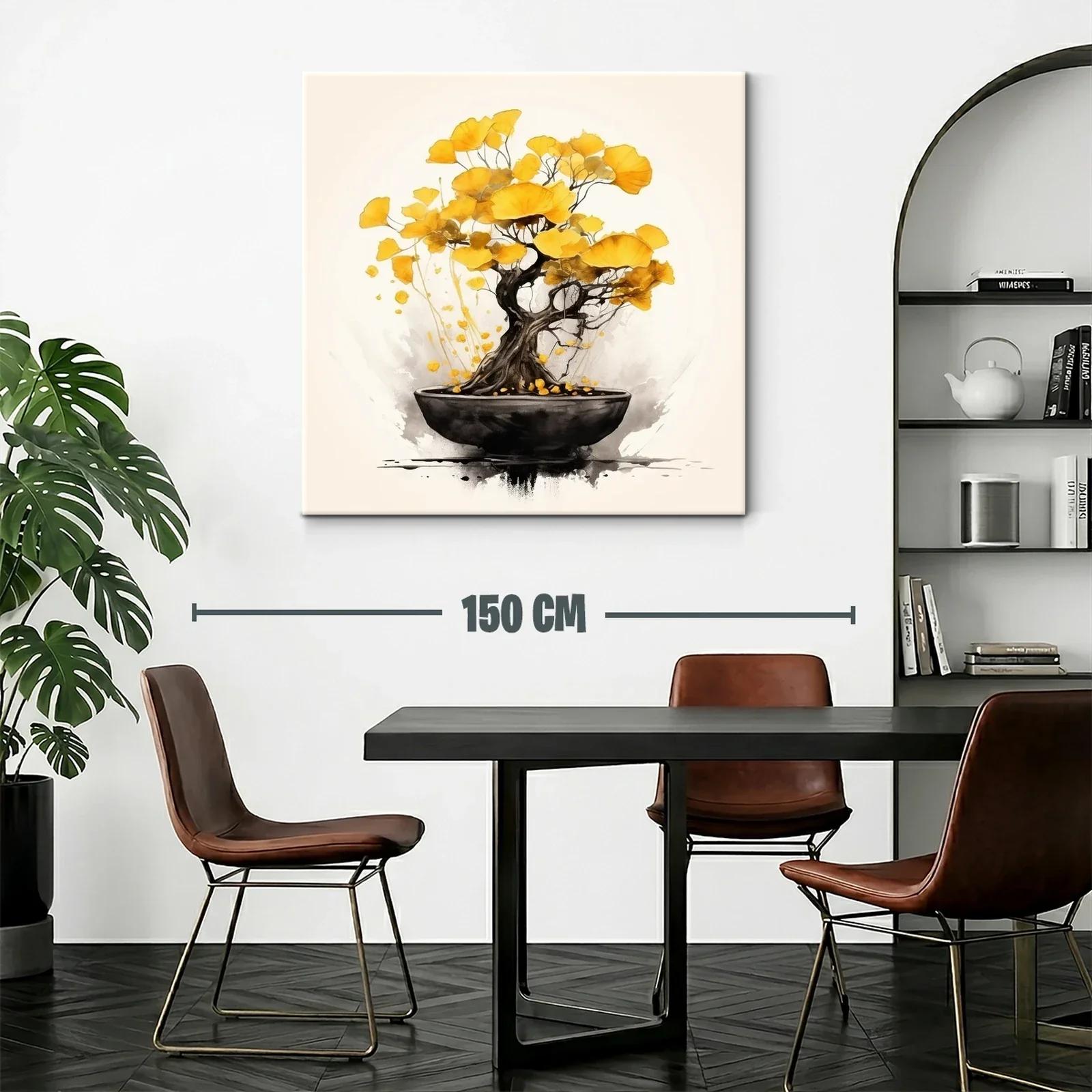 Árbol bonsái con hojas doradas en delicado equilibrio — miniatura 2