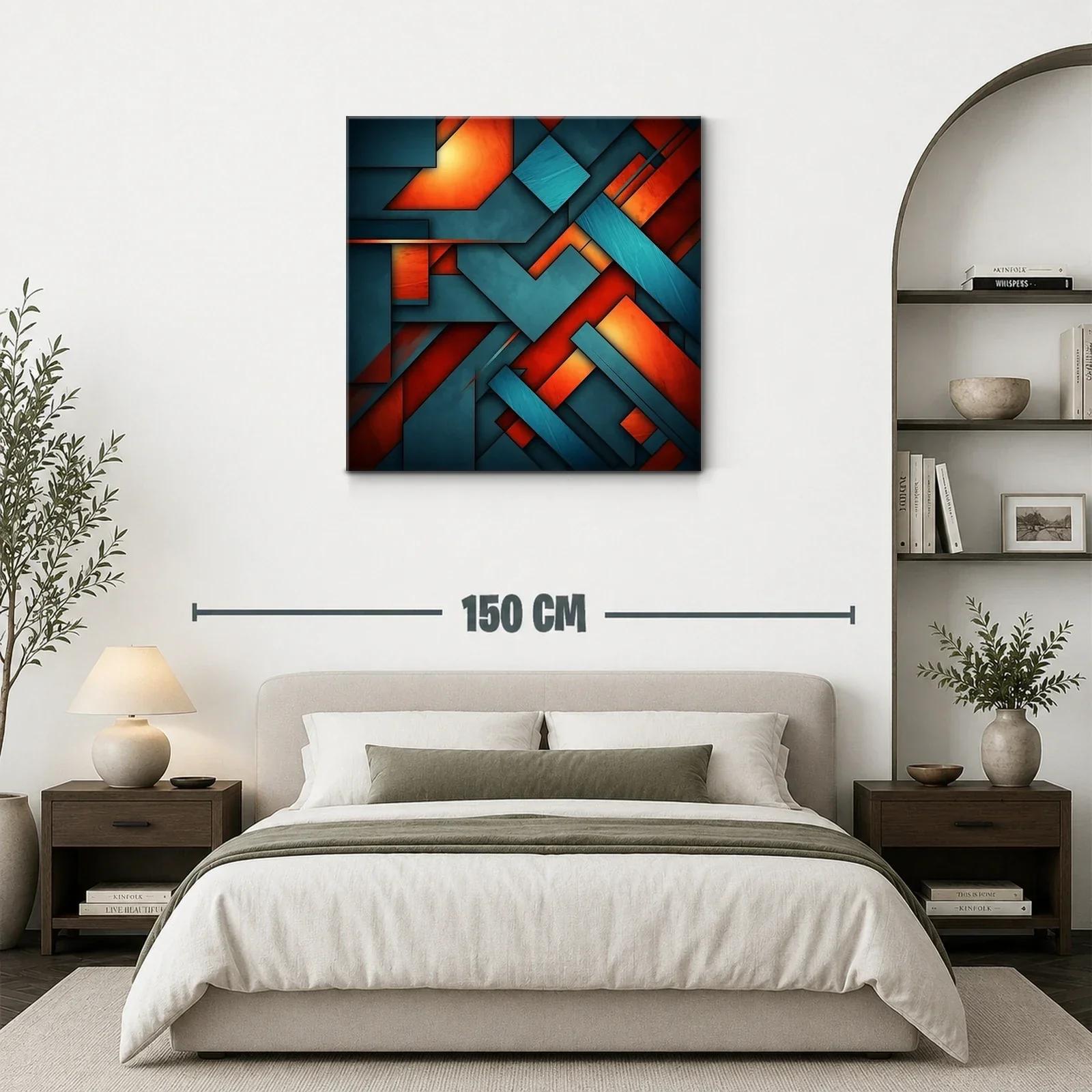 Composición geométrica abstracta en tonos naranja y azul — miniatura 3