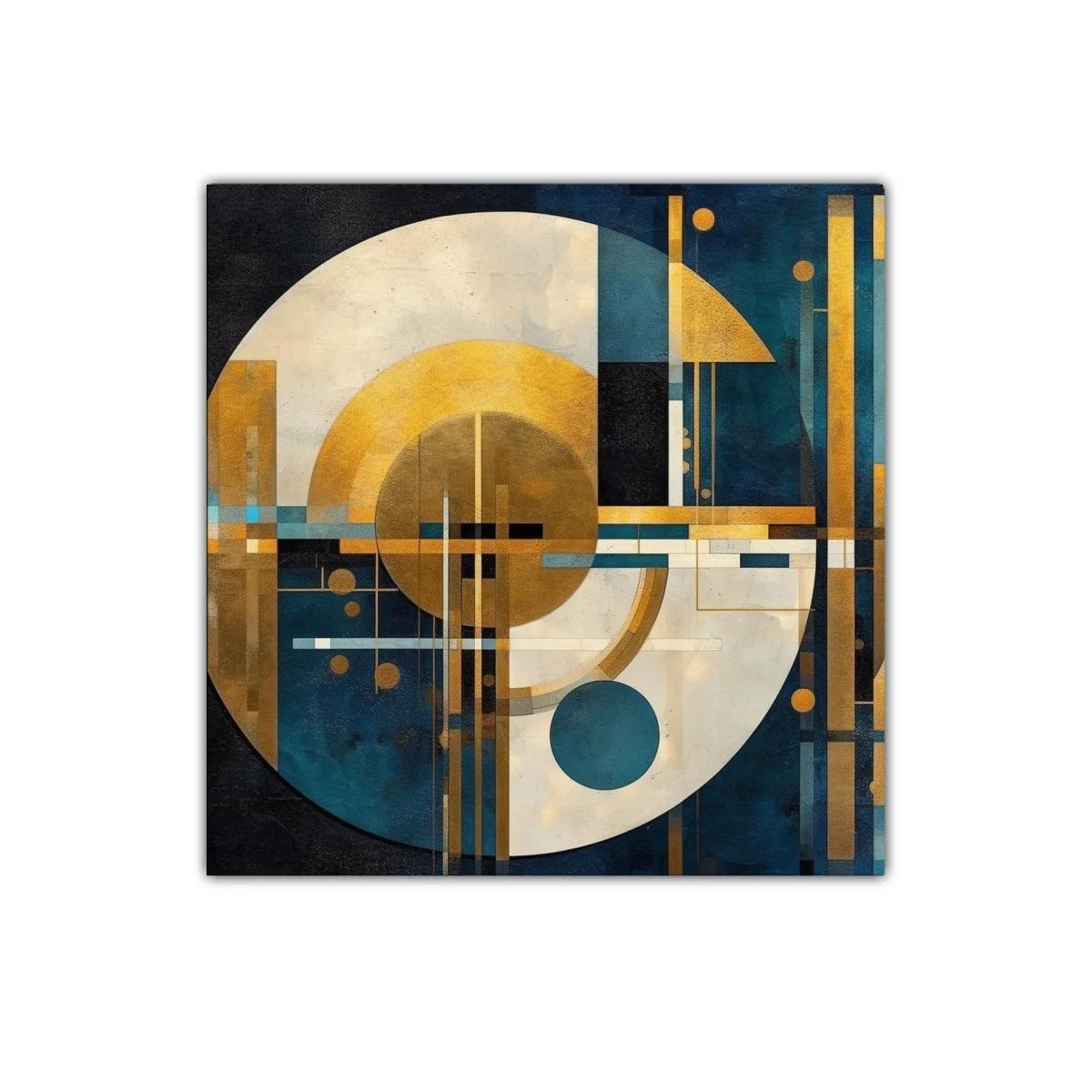 Composición geométrica con tonos dorados y azules intensos — imagen principal