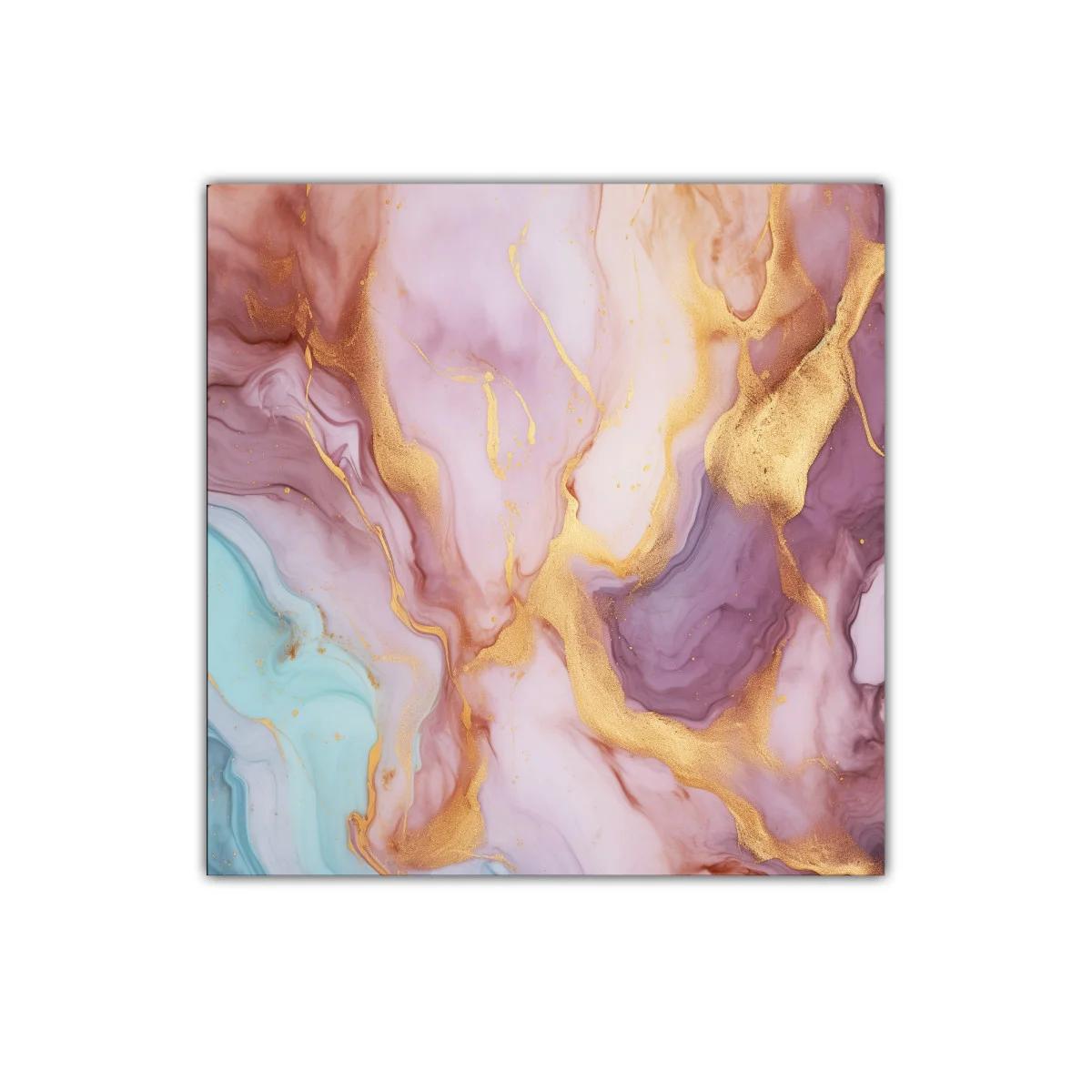 Cuadro abstracto con tonos pastel y detalles dorados vibrantes — imagen principal