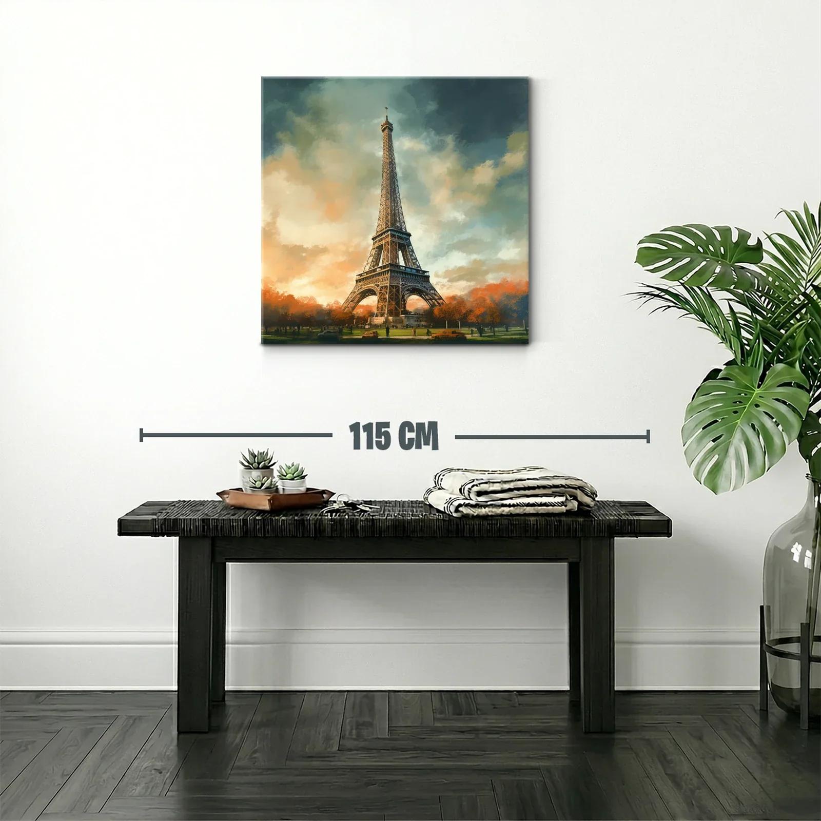 Torre Eiffel al atardecer con cielo dramático — miniatura 2
