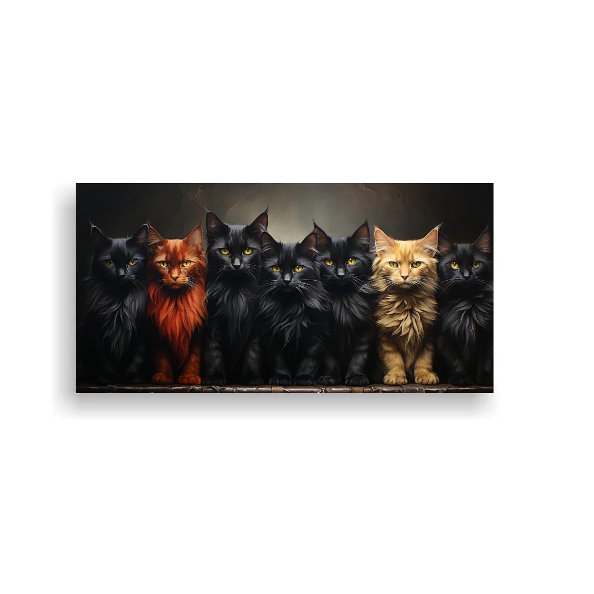 Cuadro grupo de gatos de pelo largo en fila