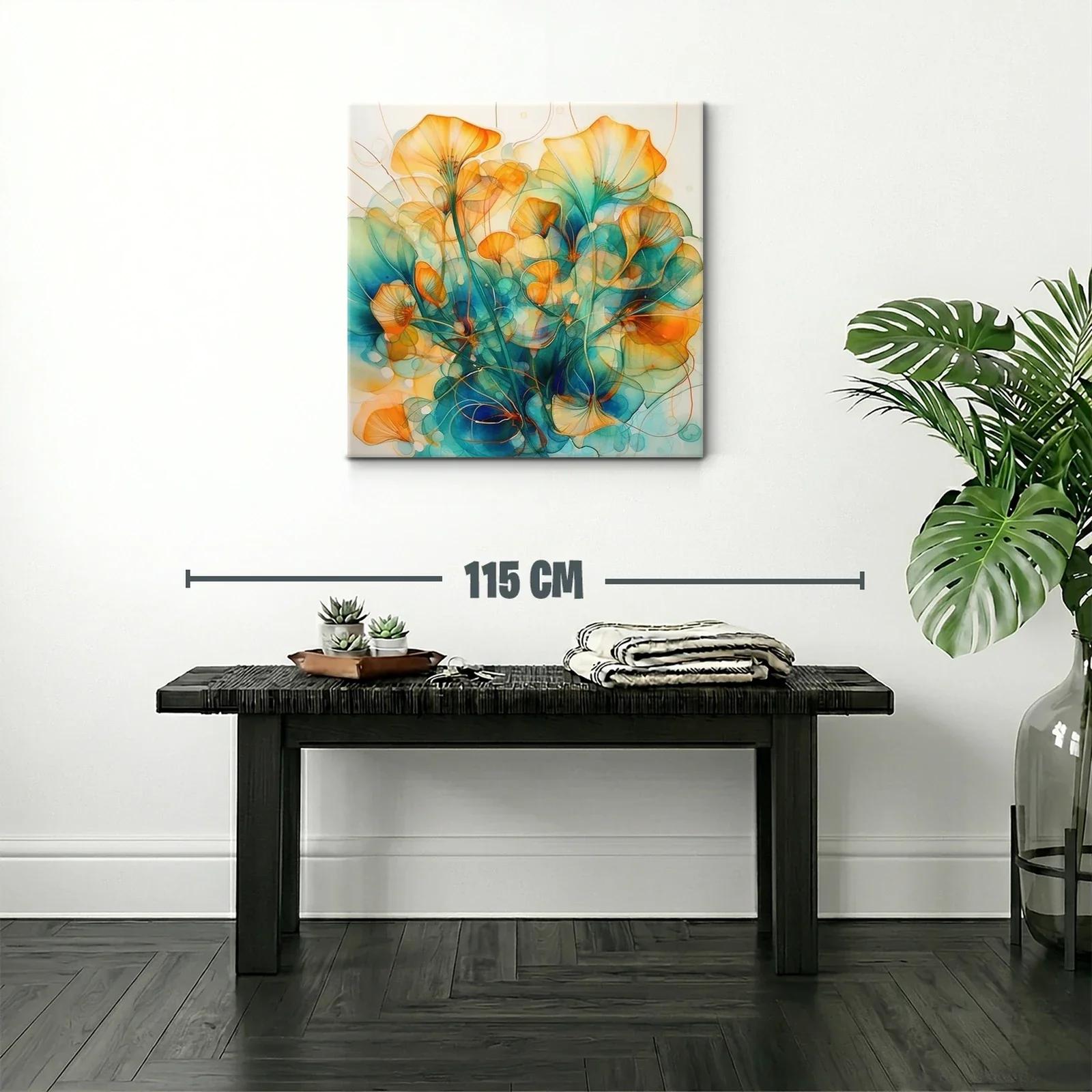 Floración abstracta en tonos cálidos y azules vibrantes — miniatura 2