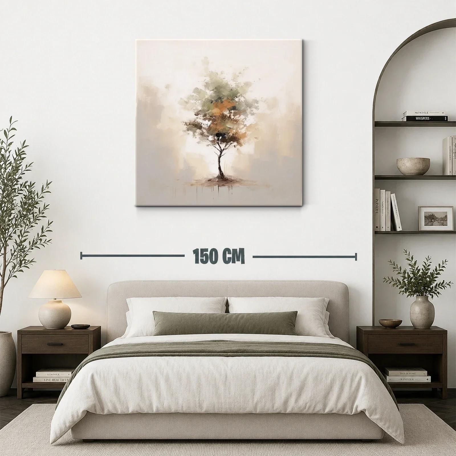 Cuadro abstracto de árbol con tonos neutros y tierra — miniatura 3