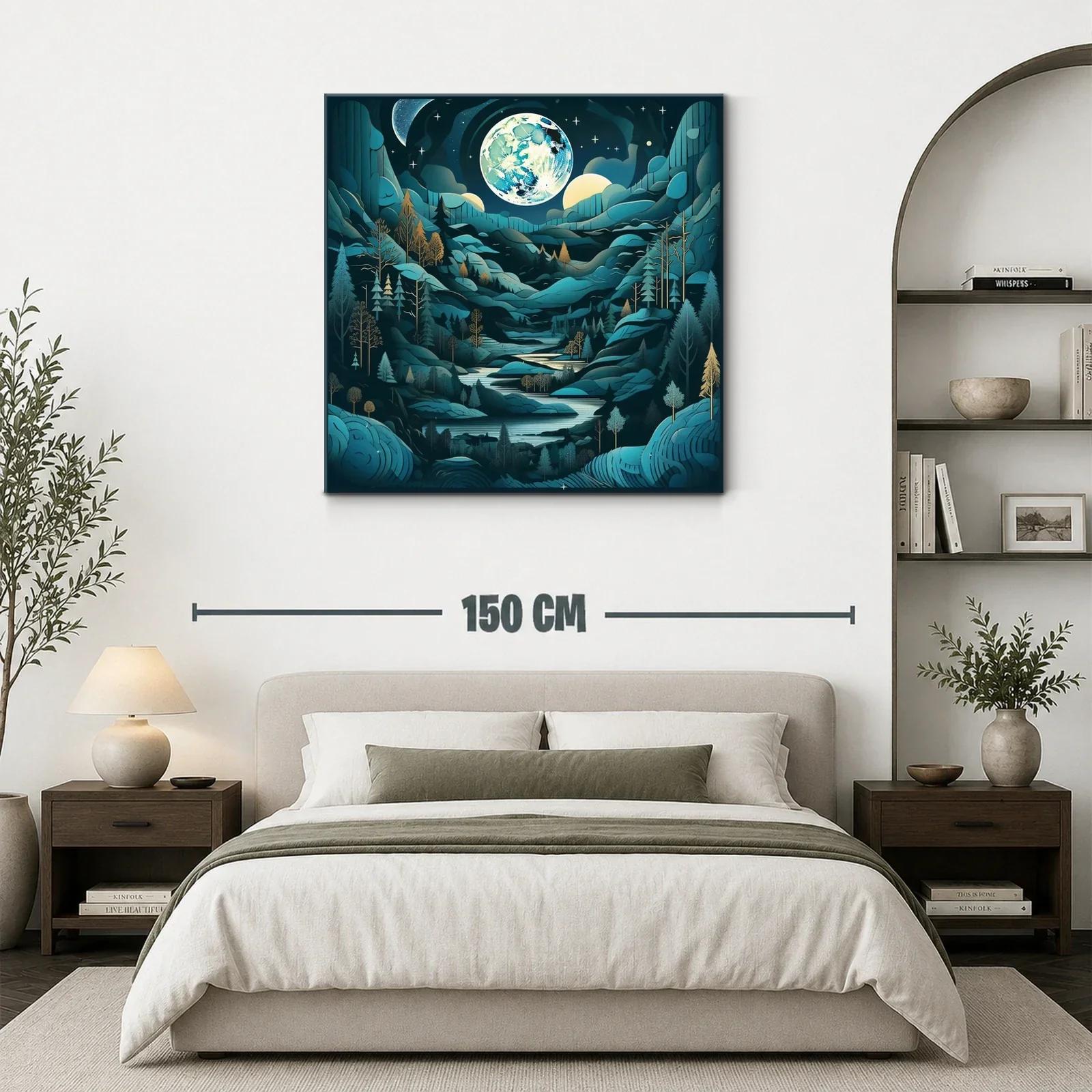 Paisaje nocturno con efecto de luna llena brillante — miniatura 3