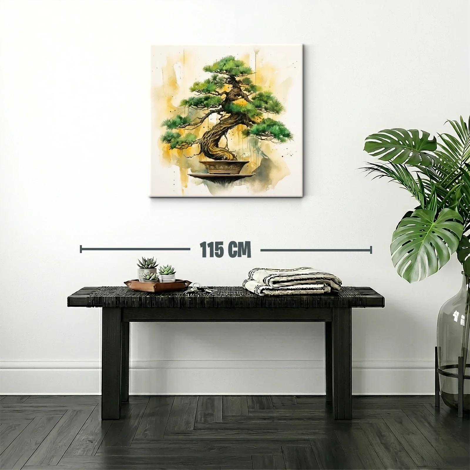 Cuadro con árbol bonsái y tonos cálidos que inspiran calma — miniatura 2