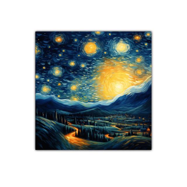 Paisaje nocturno con cielo estrellado vibrante y montañas