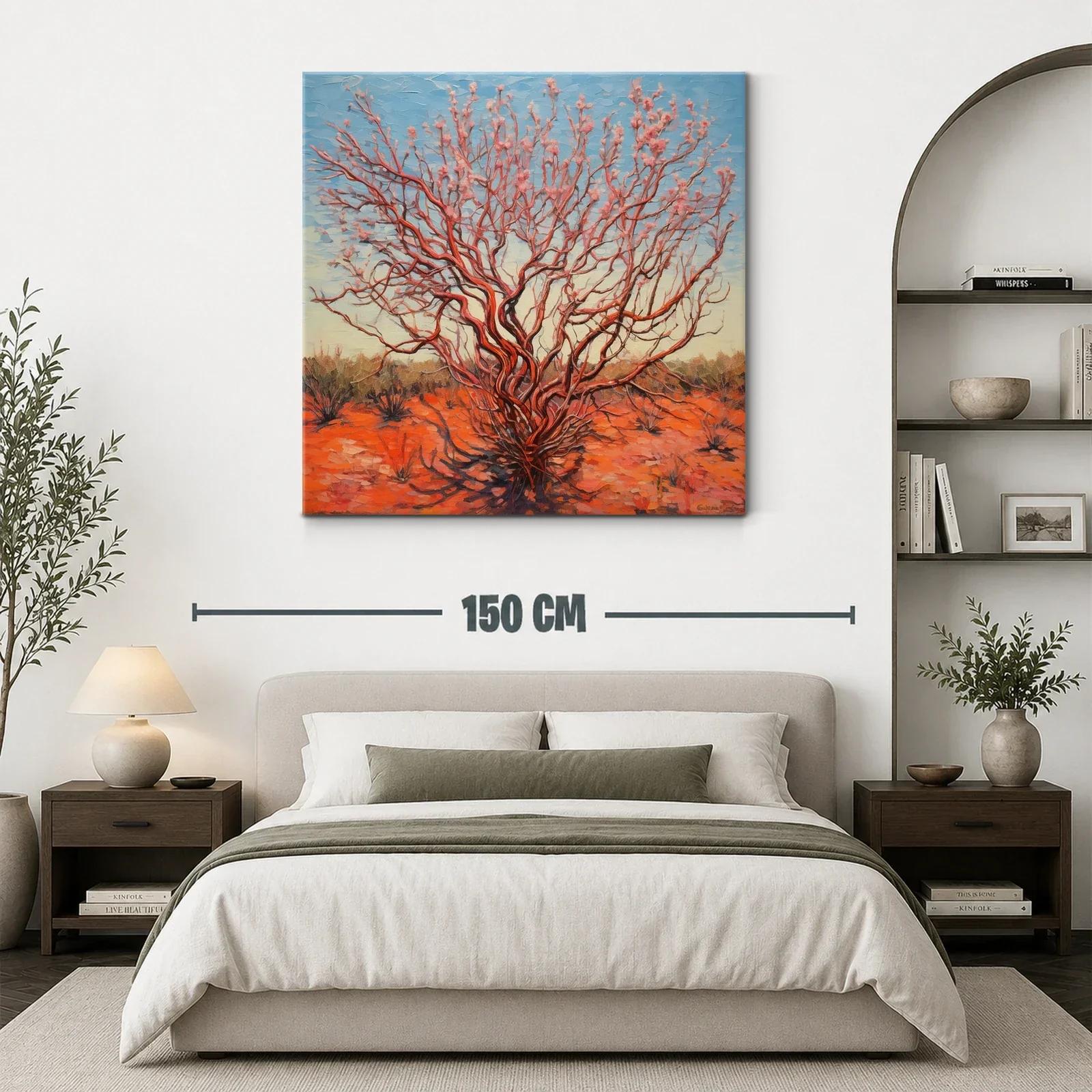 Árbol florido en paisaje desértico al atardecer — miniatura 3