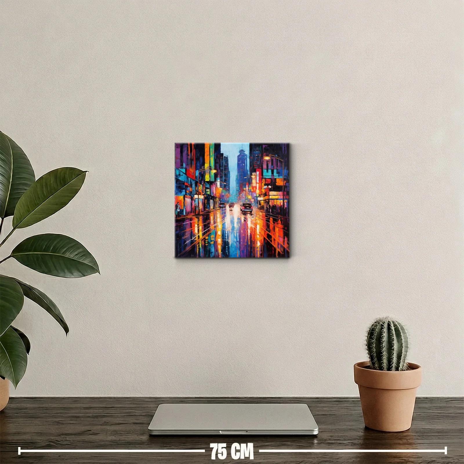 Ciudad vibrante con reflejos de luces de neón — miniatura 2
