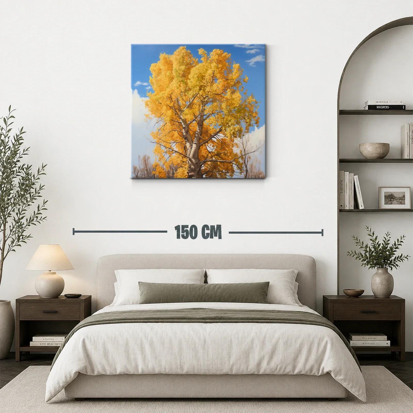Arbol otoñal con follaje dorado y cielo azul — miniatura 3