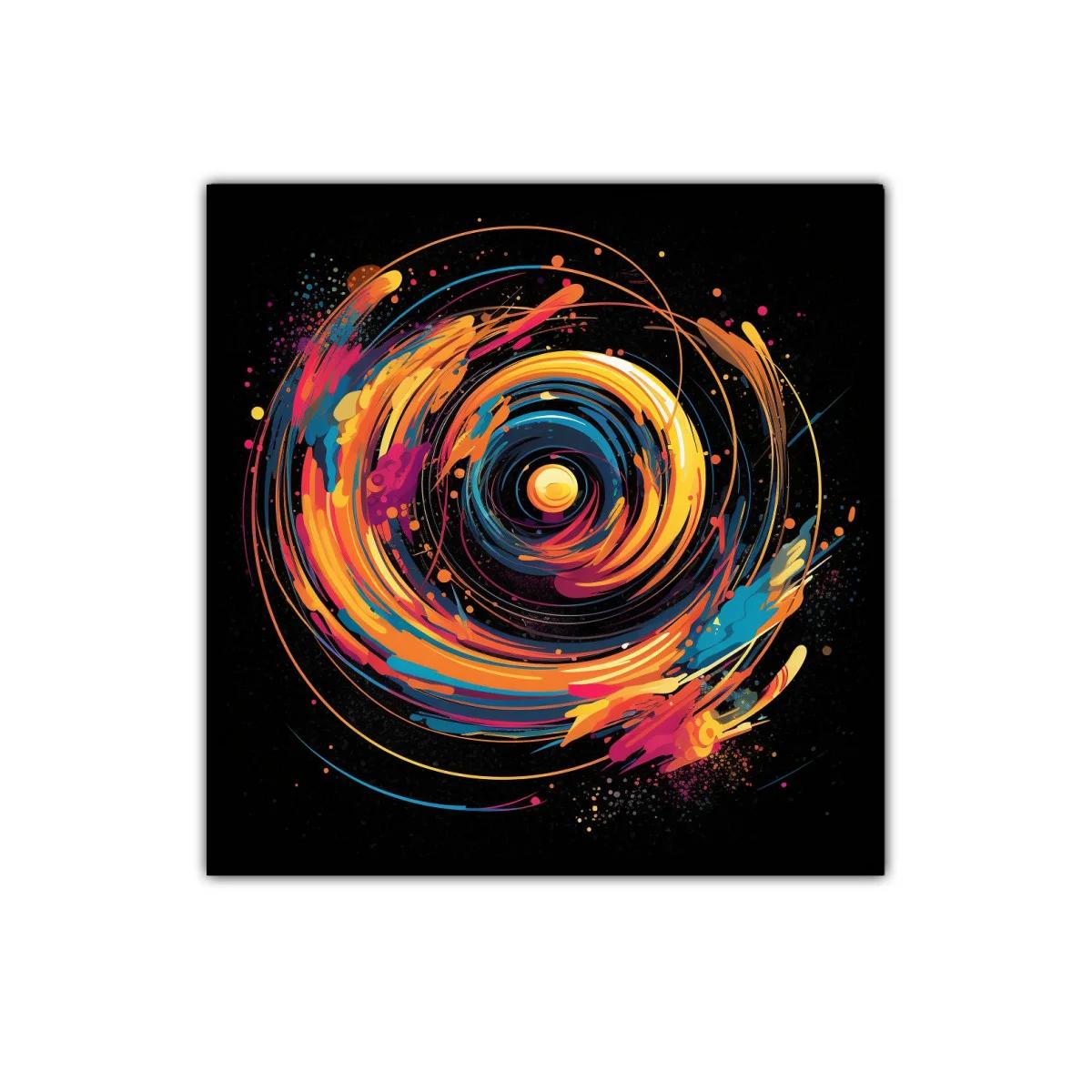 Cuadro abstracto espiral con explosión de color vibrante