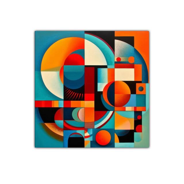 Cuadro abstracto de formas geométricas y colores vibrantes
