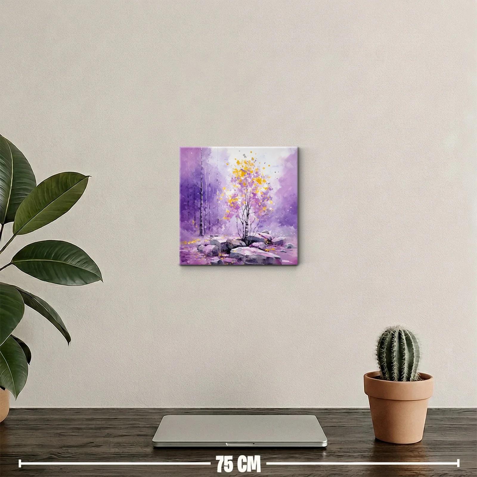 Bosque etéreo con árbol de colores vibrantes en tonos malva — miniatura 2
