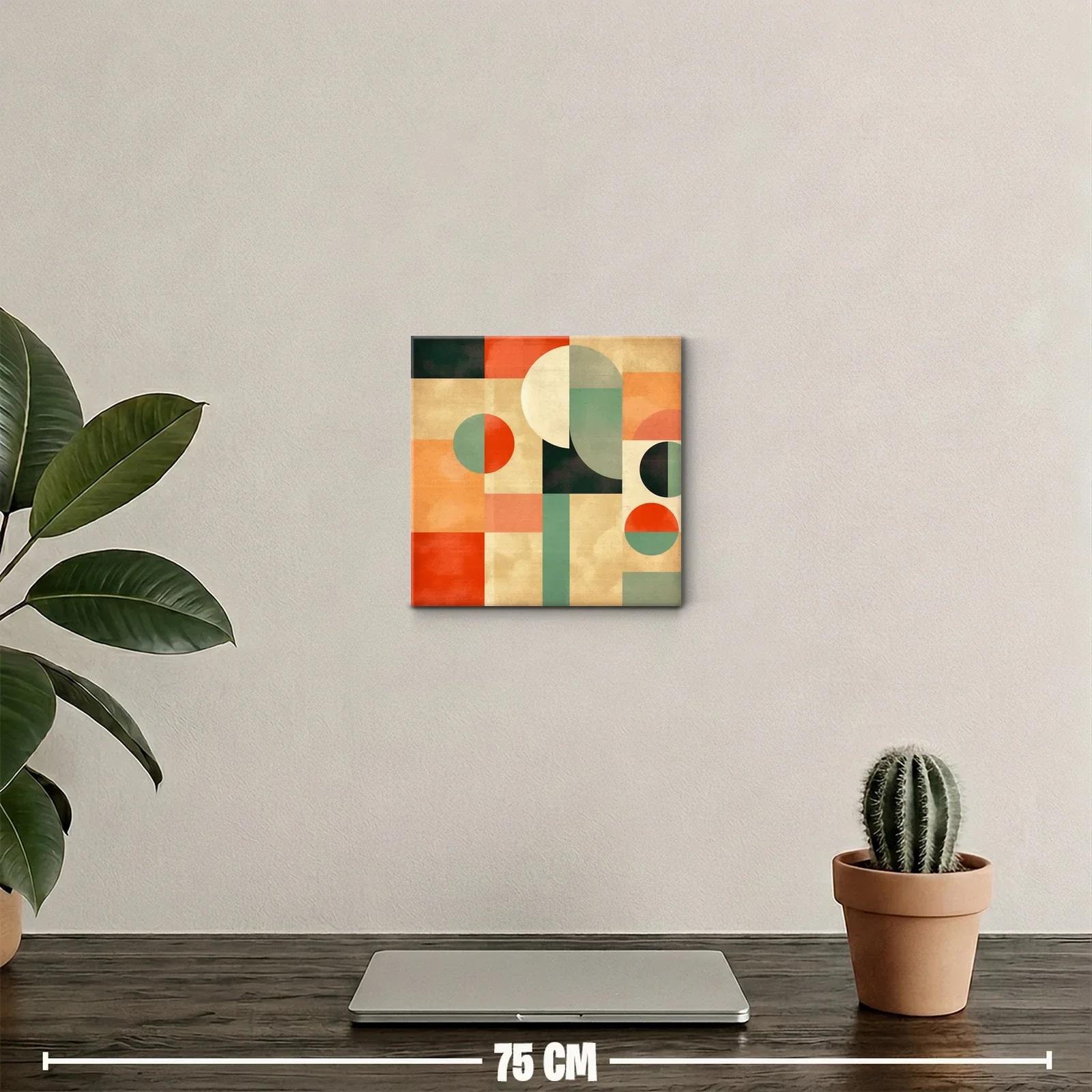 Cuadro decorativo con formas geométricas y tonos cálidos — miniatura 2