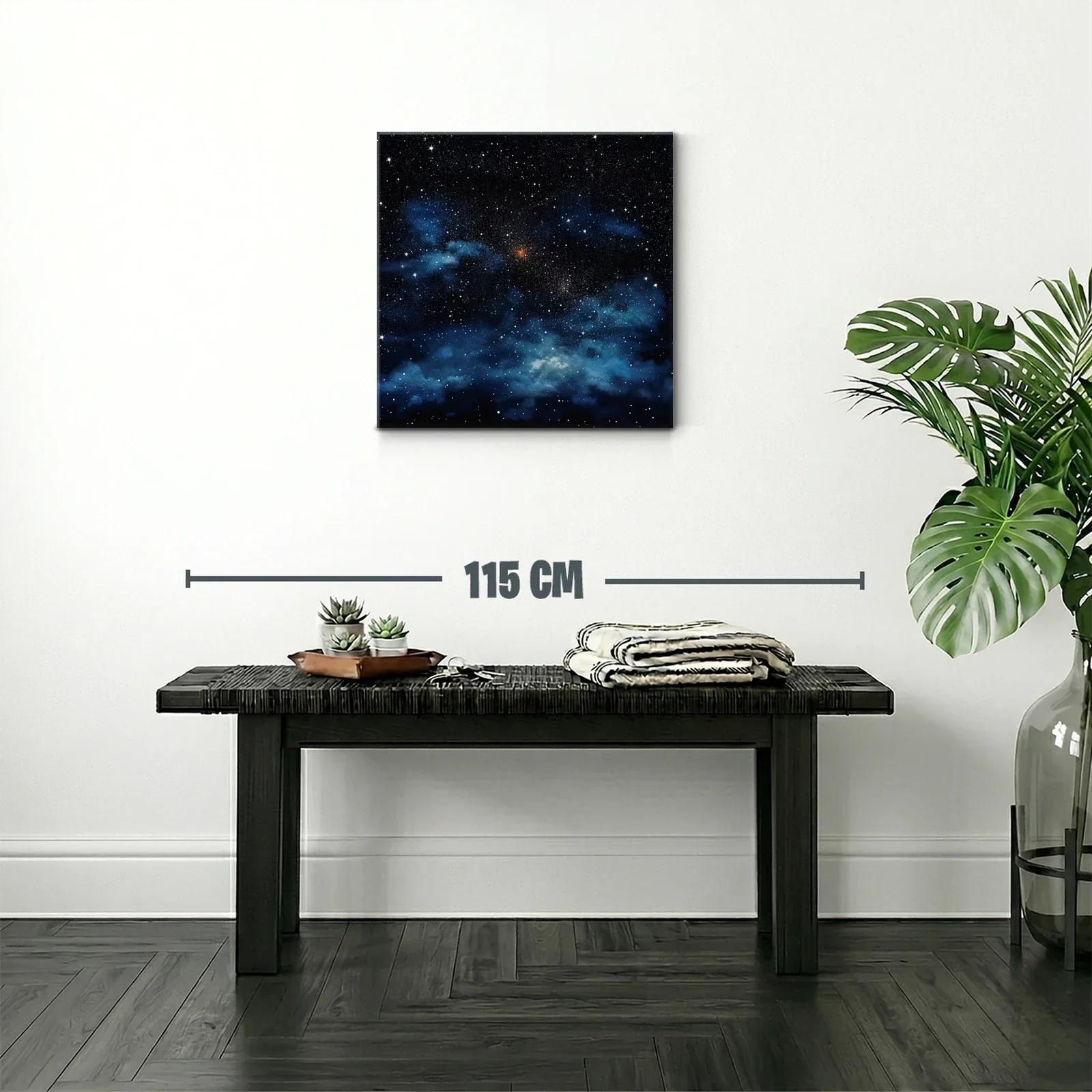 Cuadro de cielo estrellado con nebulosas azules y destellos blancos — miniatura 2