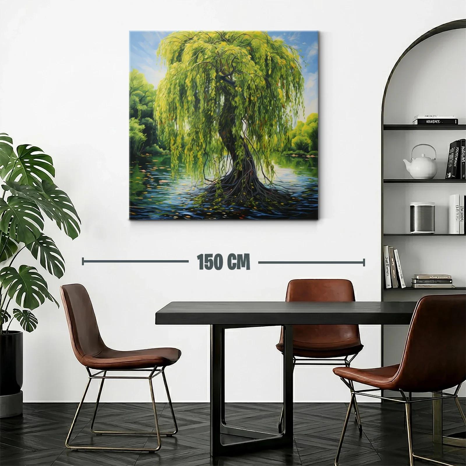 Árbol de sauce sobre lago con follaje vibrante — miniatura 2