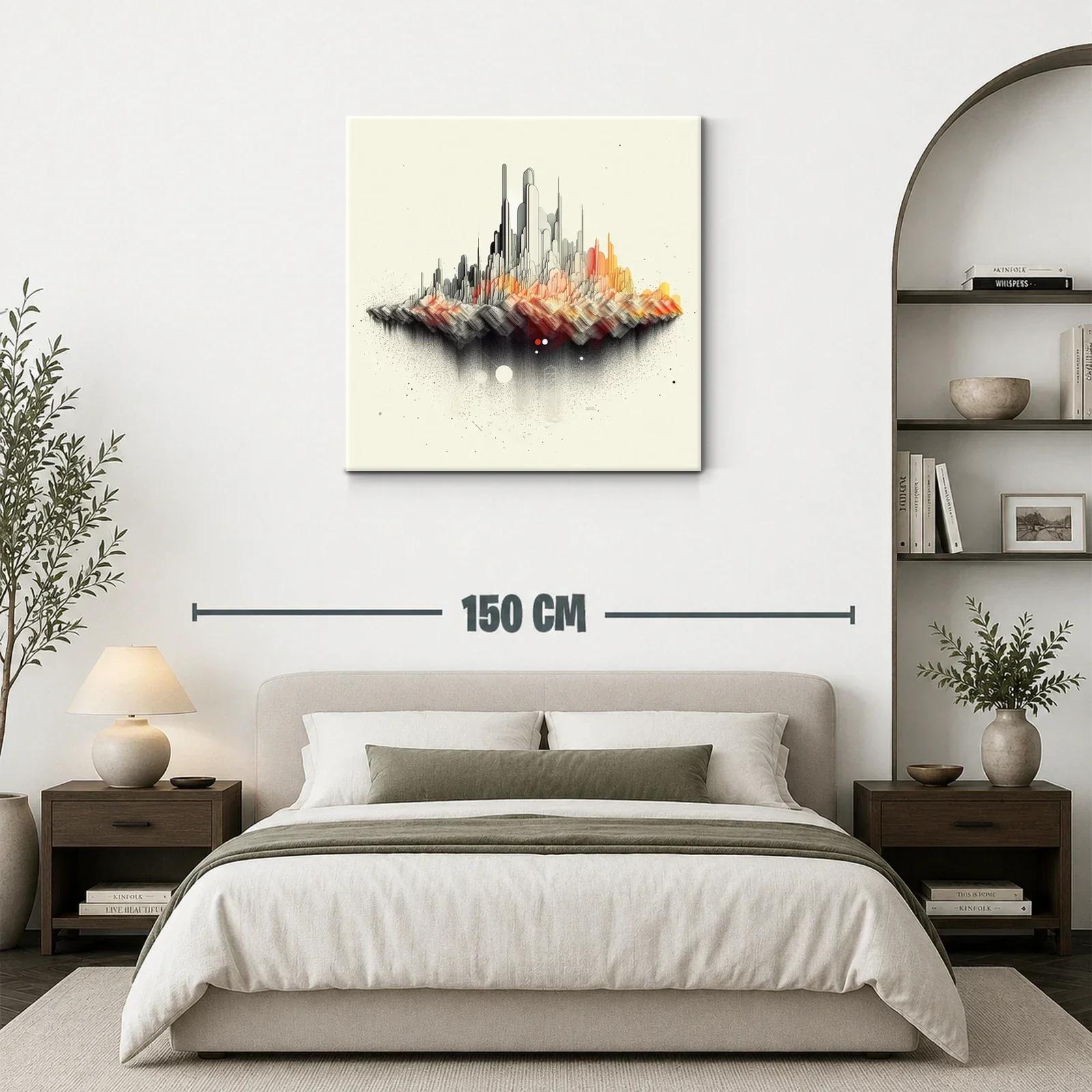 Paisaje abstracto de ciudad flotante con tonos cálidos y grises — miniatura 3