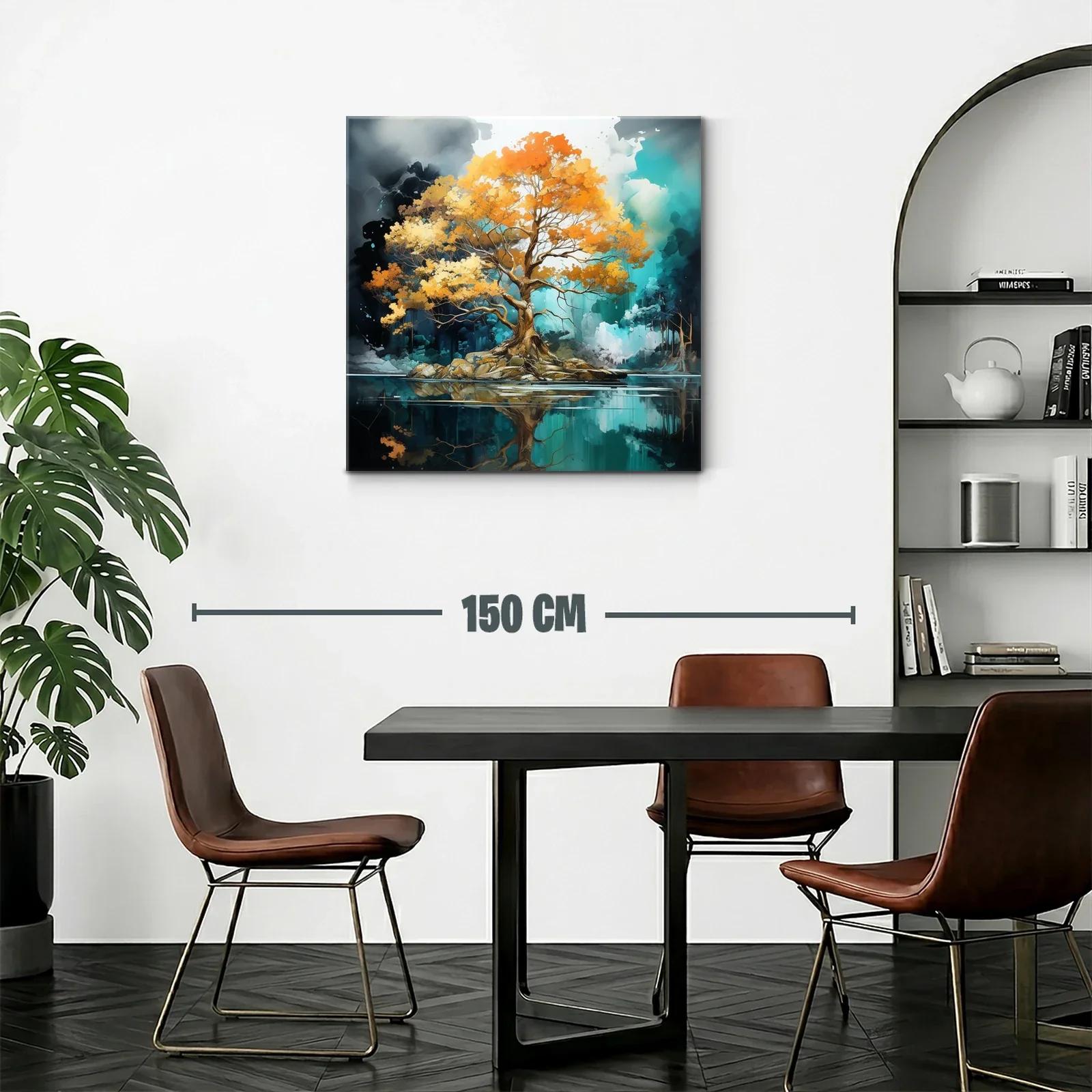 Árbol dorado reflejado en lago sereno y mágico — miniatura 2