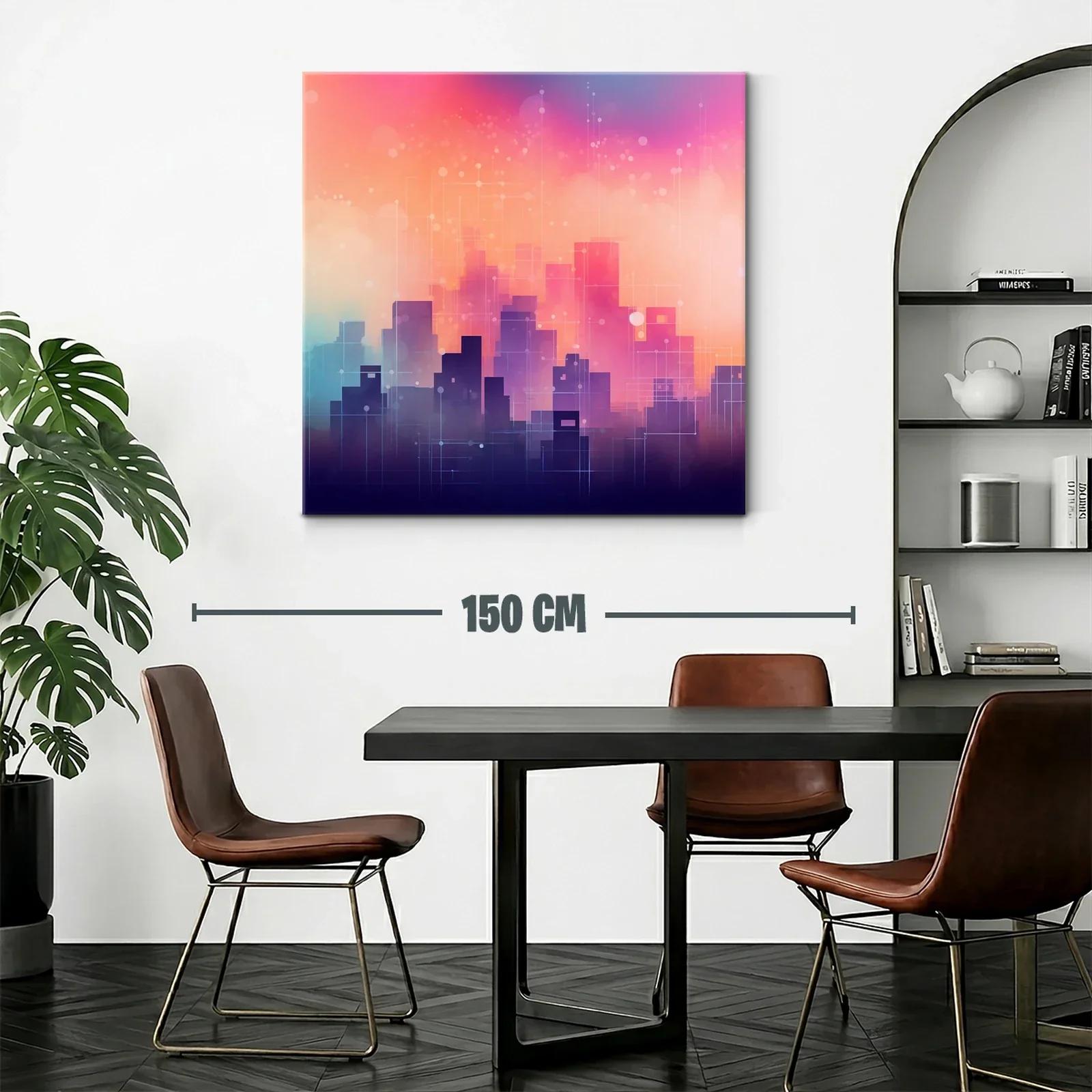 Ciudad abstracta en tonos cálidos y vibrantes al atardecer — miniatura 2