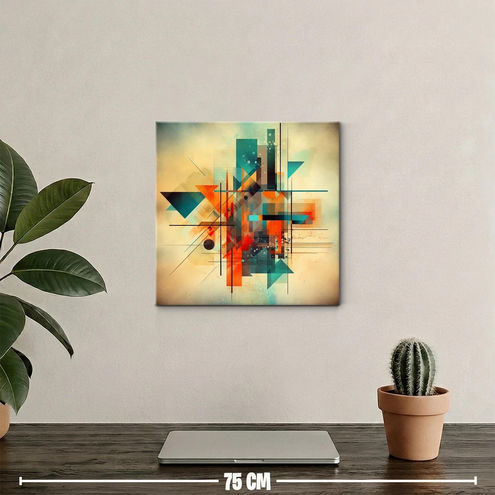 Composición abstracta geométrica en tonos cálidos y azules — miniatura 2