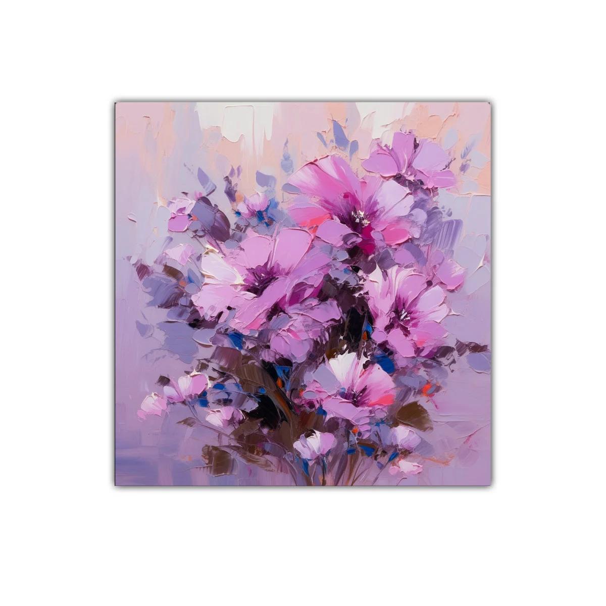 Cuadro decorativo con ramo de flores en tonos lilas y rosas — imagen principal