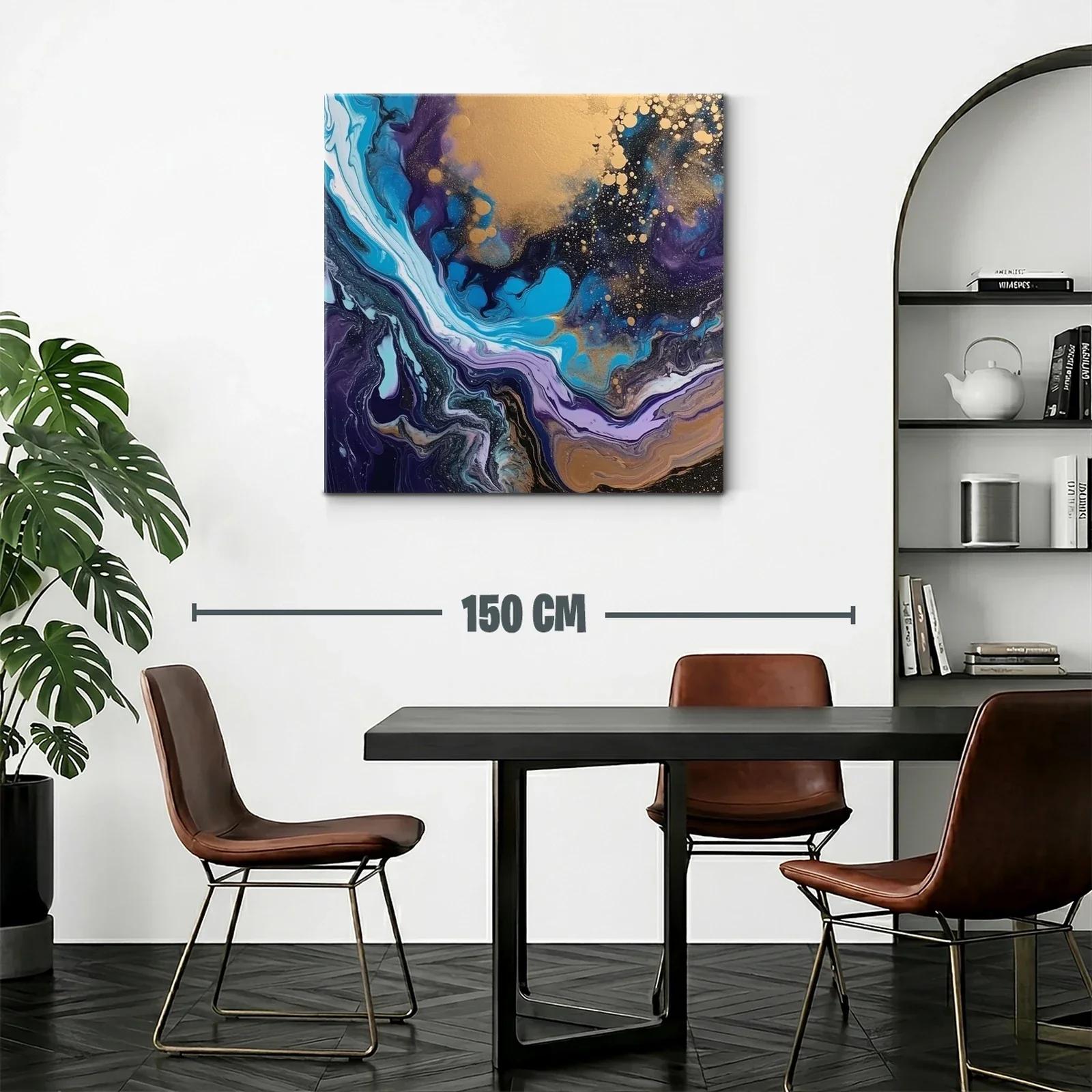 Composición abstracta en tonos azulados y dorados vibrantes — miniatura 2