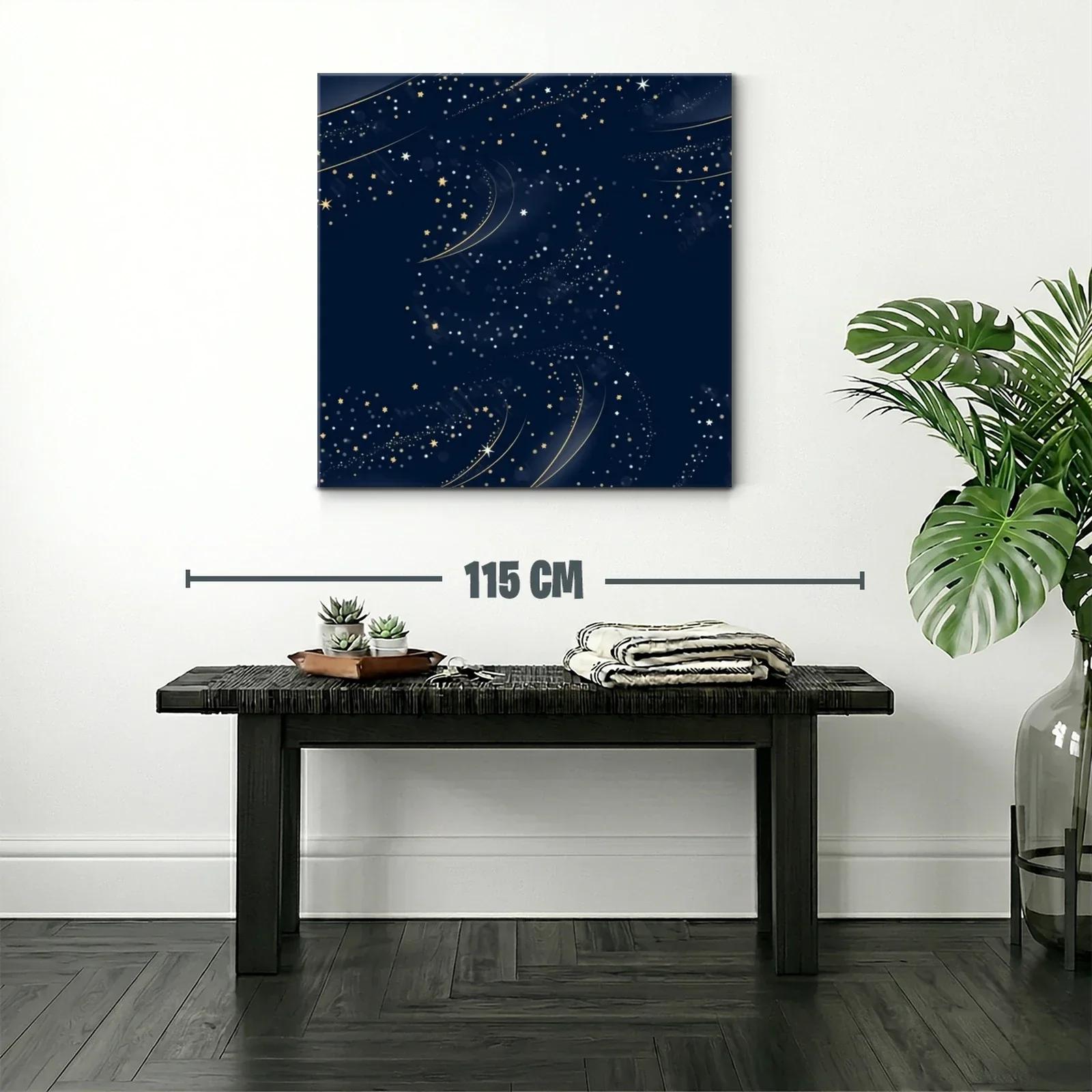 Cuadro galaxia estrellada con tonos azul y dorado — miniatura 2
