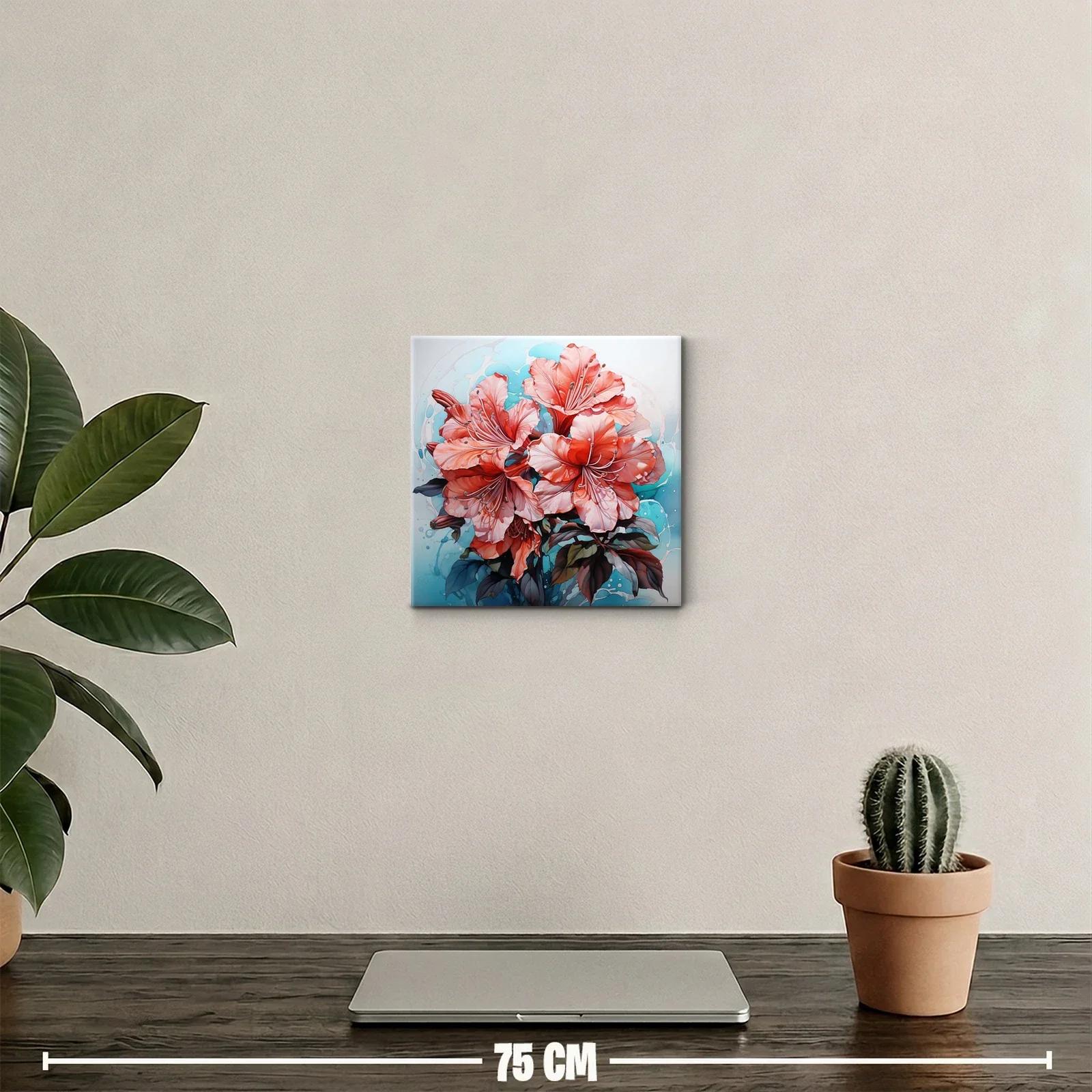 Vibrante ramo de flores en tonos coral y turquesa — miniatura 2