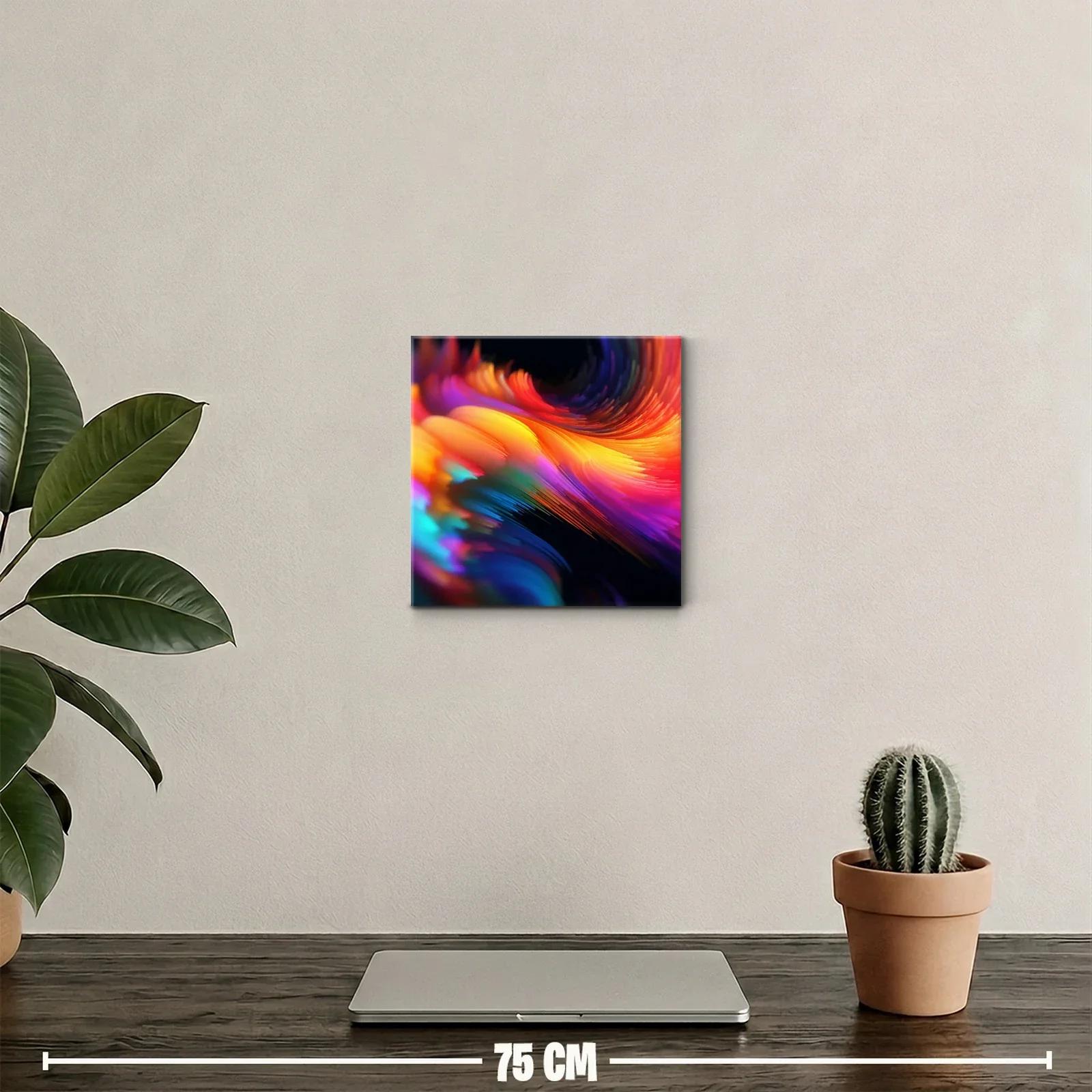 Cuadro abstracto en vibrantes tonos cálidos y fríos — miniatura 2