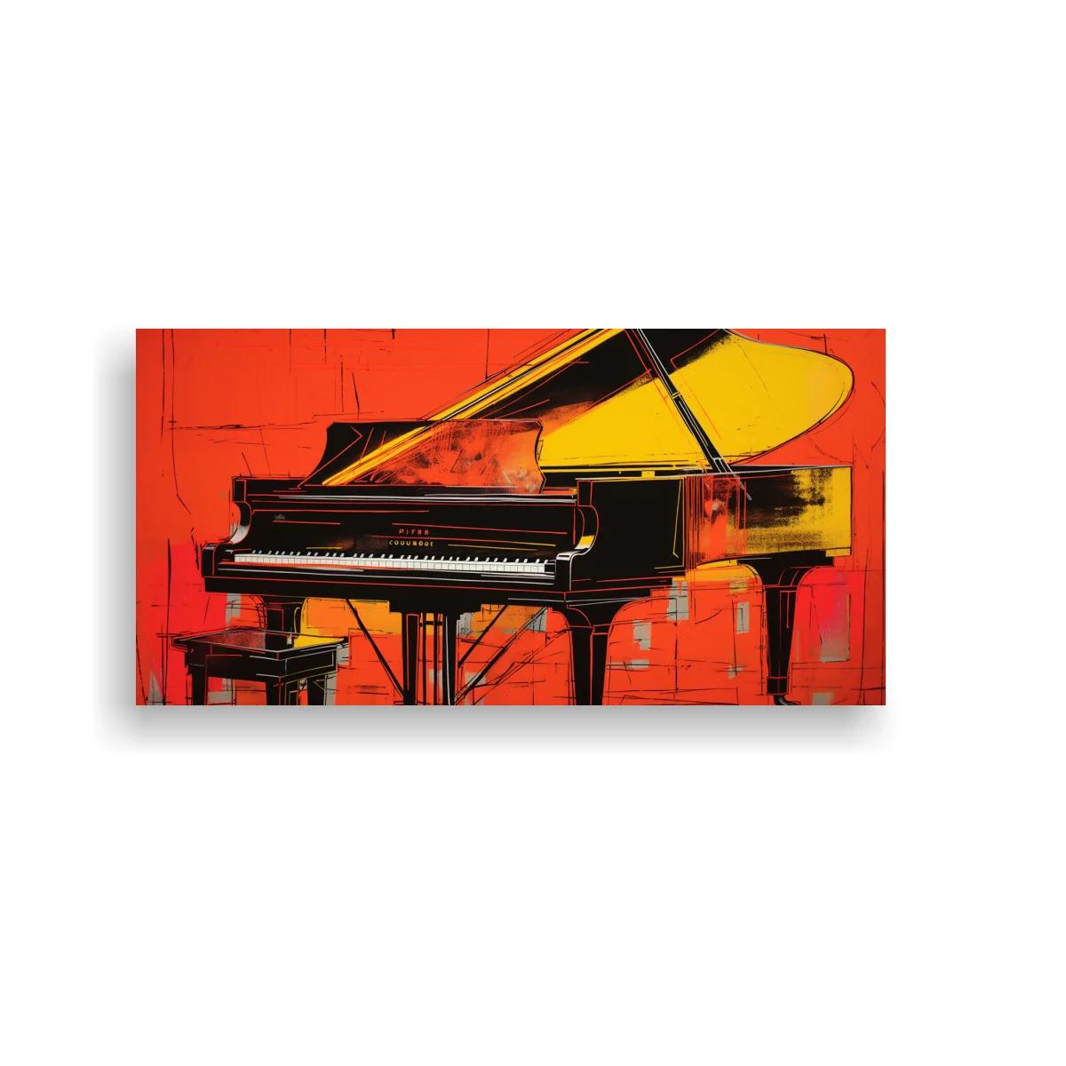 Cuadro piano de cola negro con tapa abierta